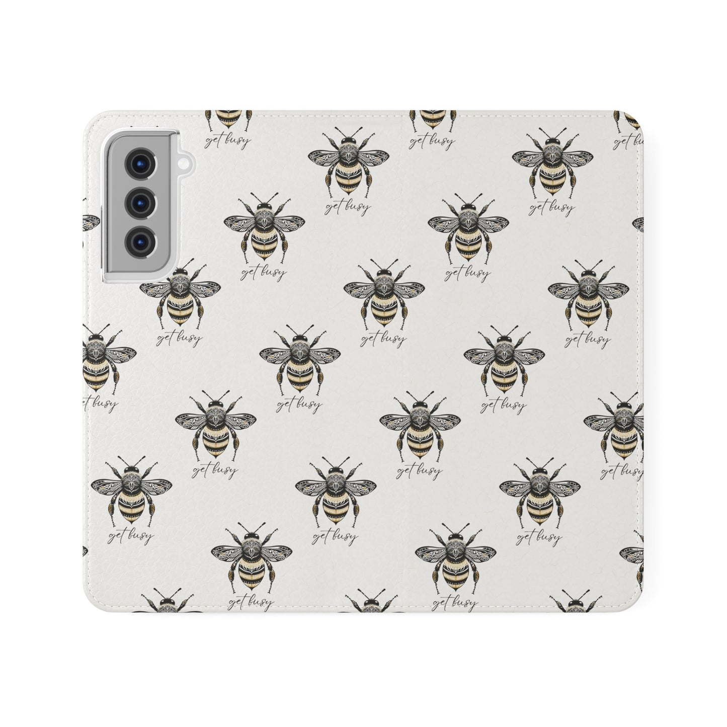 Get Busy Bee Flip Cases for iPhone/Samsung - white