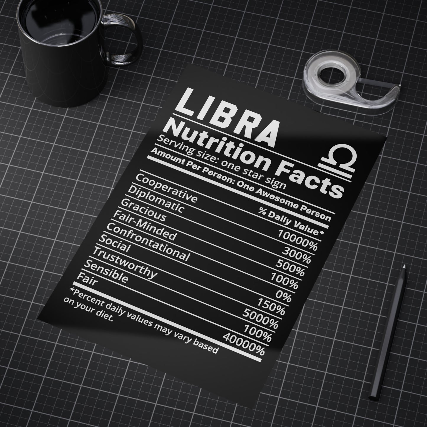 Libra Nutrition Unframed Prints - black