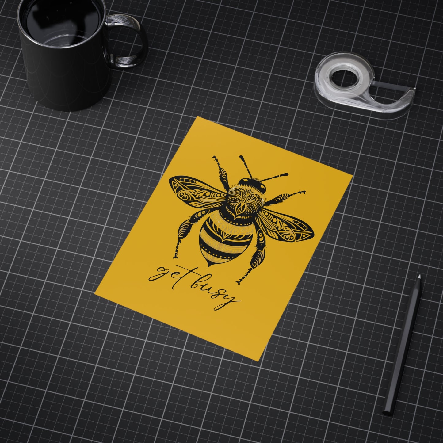 Get Busy Bee Unframed Prints - yellow