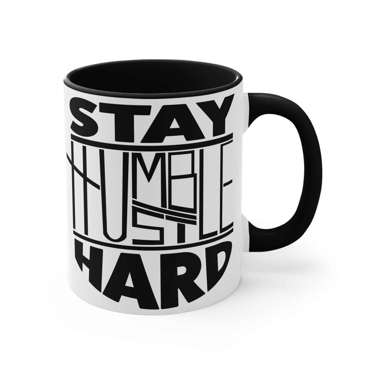 Stay Humble Hustle Hard Workout Colorful Accent Mug 11oz - For Gym Fitness Enthusiasts