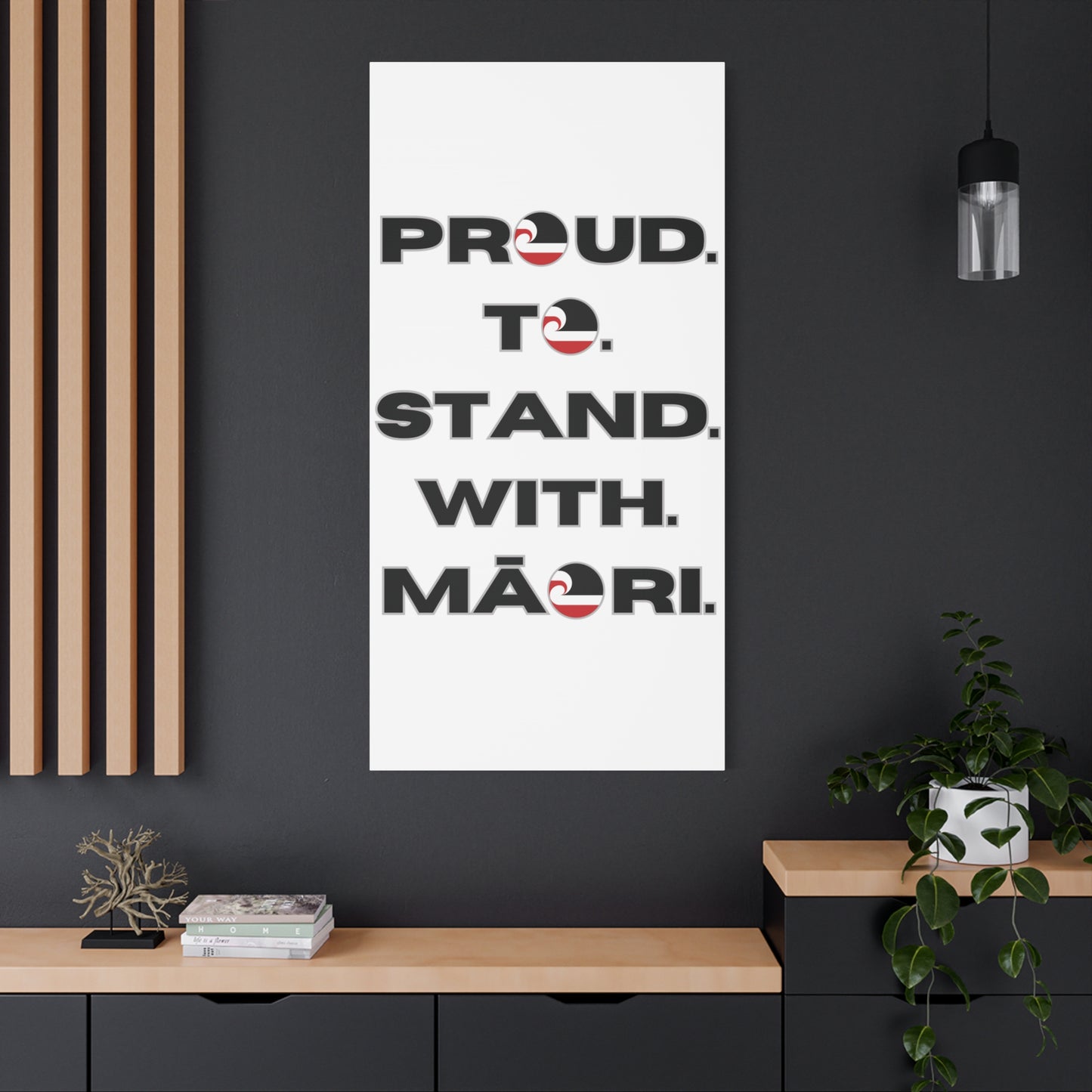 Proud. To. Stand. With. Māori. Classic Canvas - White