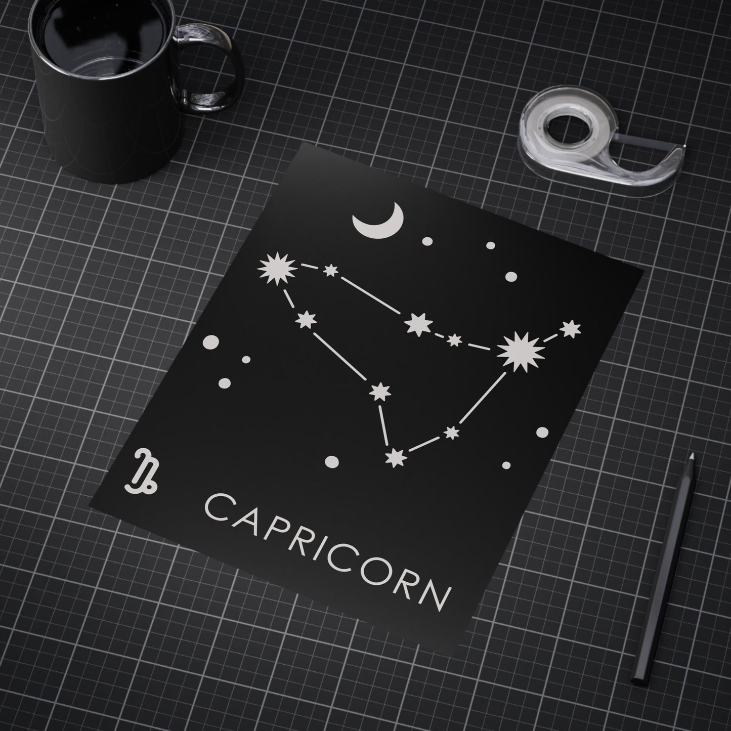 Capricorn Starmap Unframed Prints - black