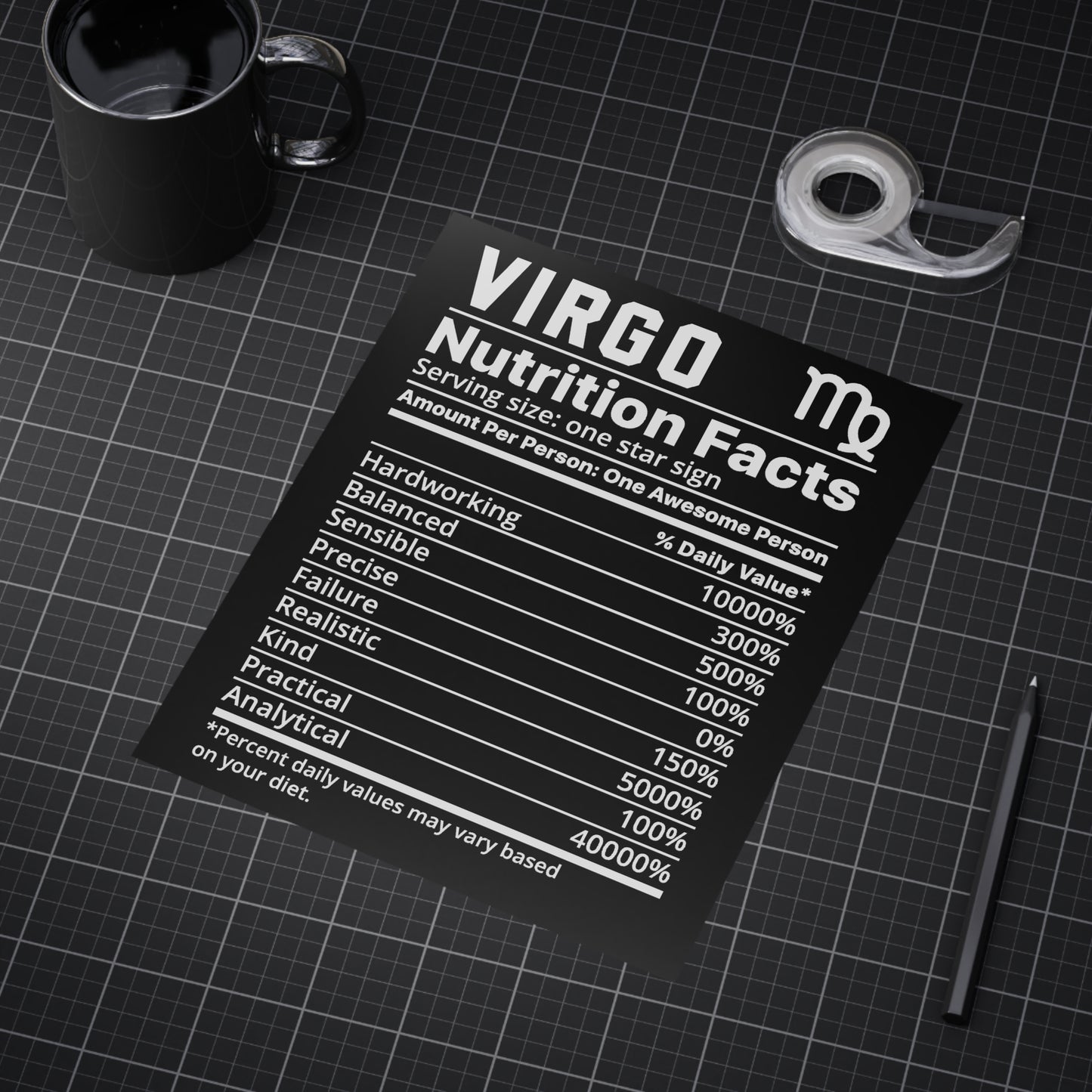 Virgo Nutrition Unframed Prints - black