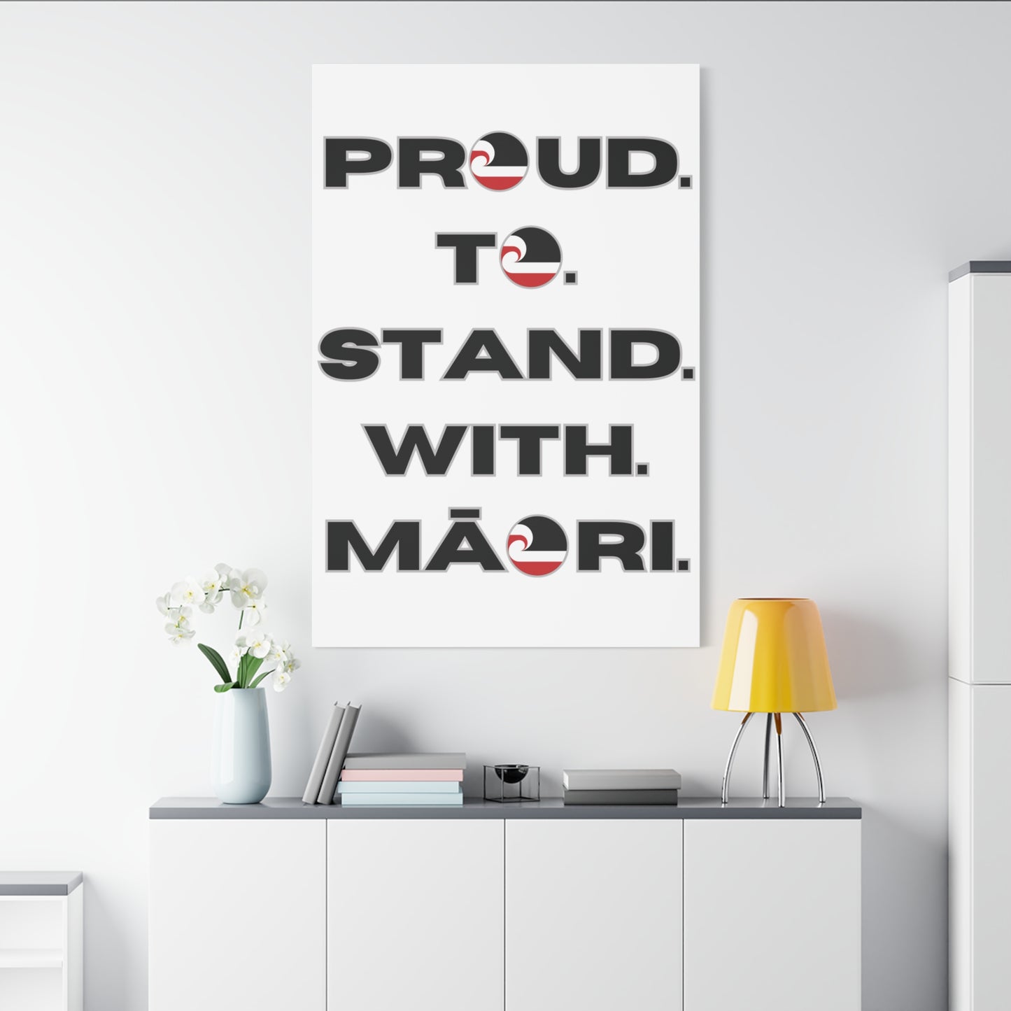 Proud. To. Stand. With. Māori. Classic Canvas - White