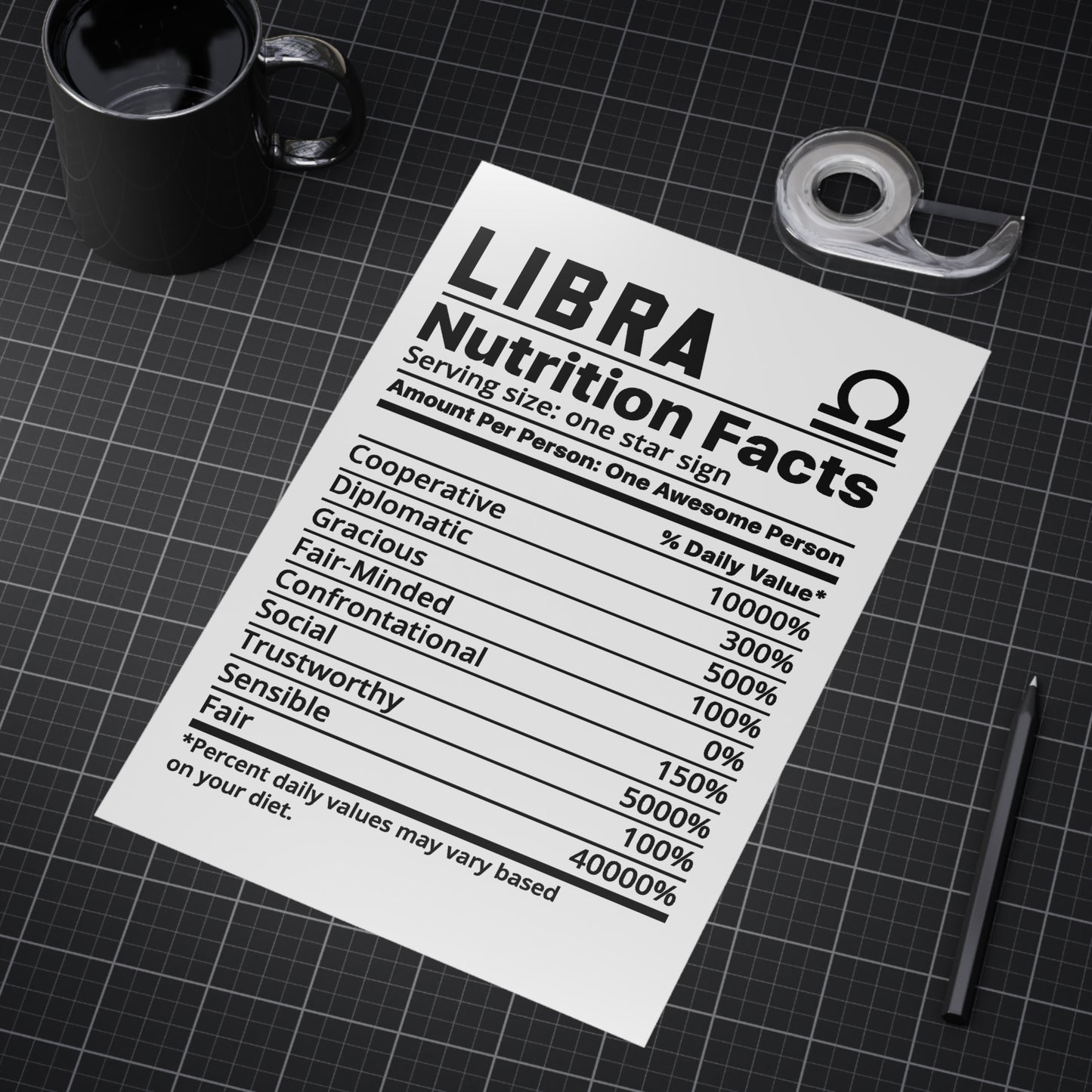 Libra Nutrition Unframed Prints - white