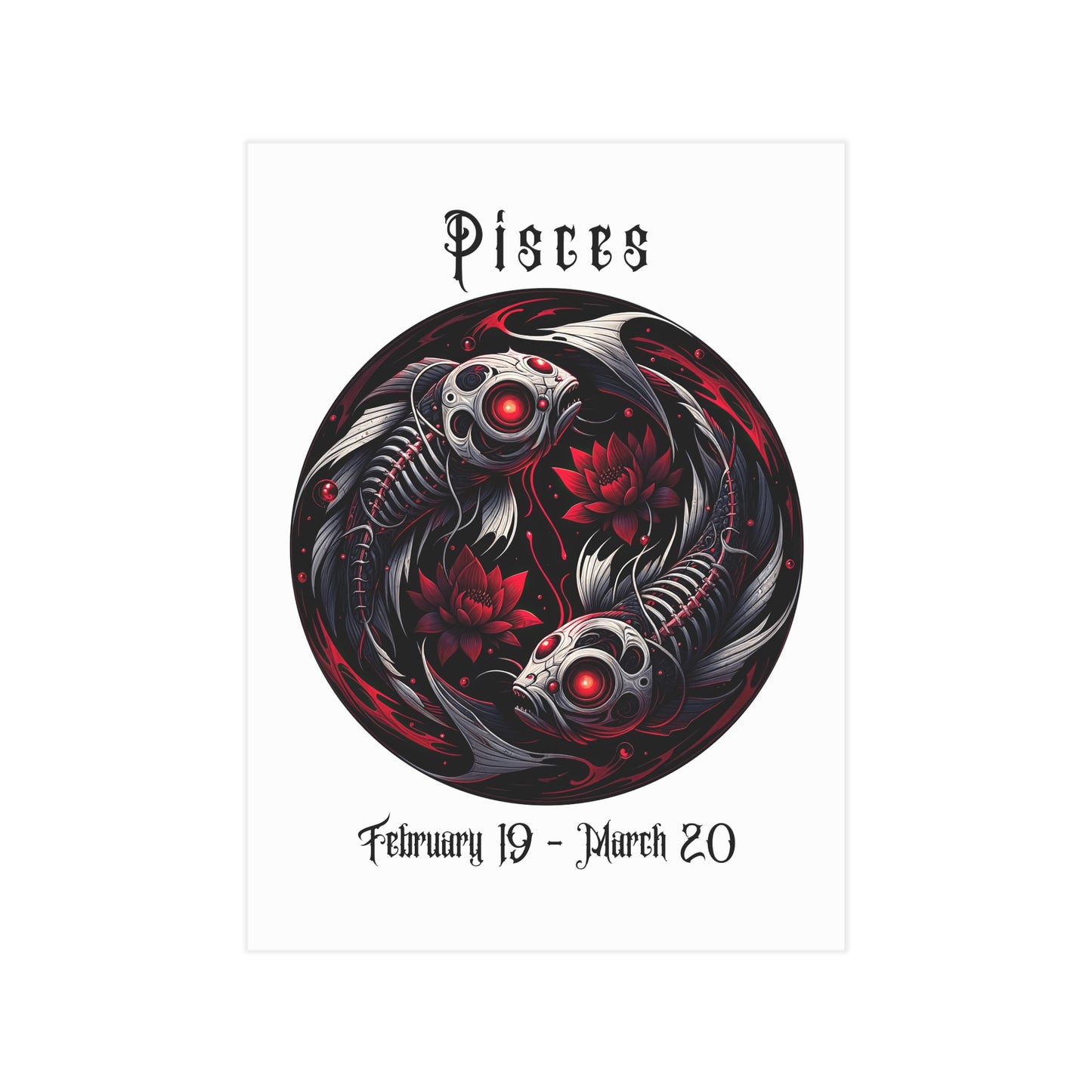 Gothic Pisces Unframed Prints - white