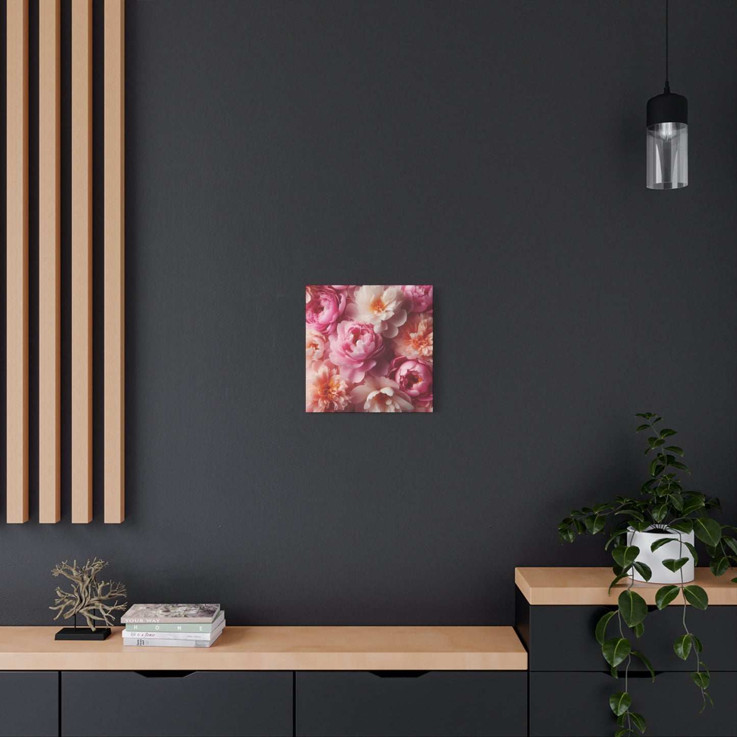 Peonies Classic Canvas - Black