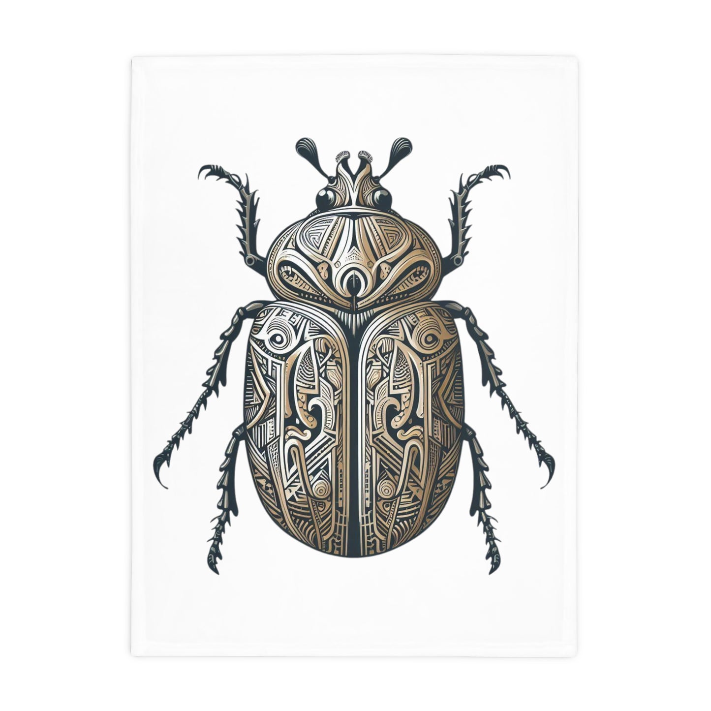 Carved Beetle - White Plush Fleece Blanket