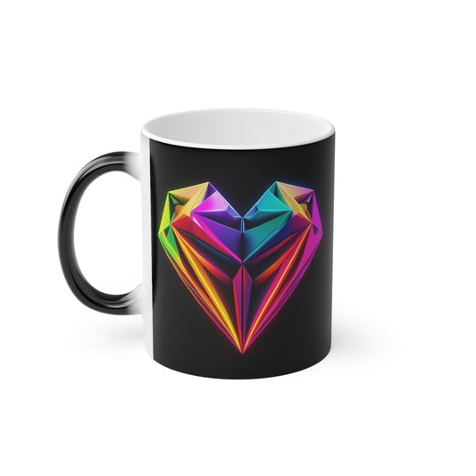 Origami Neon Heart Magic Mug