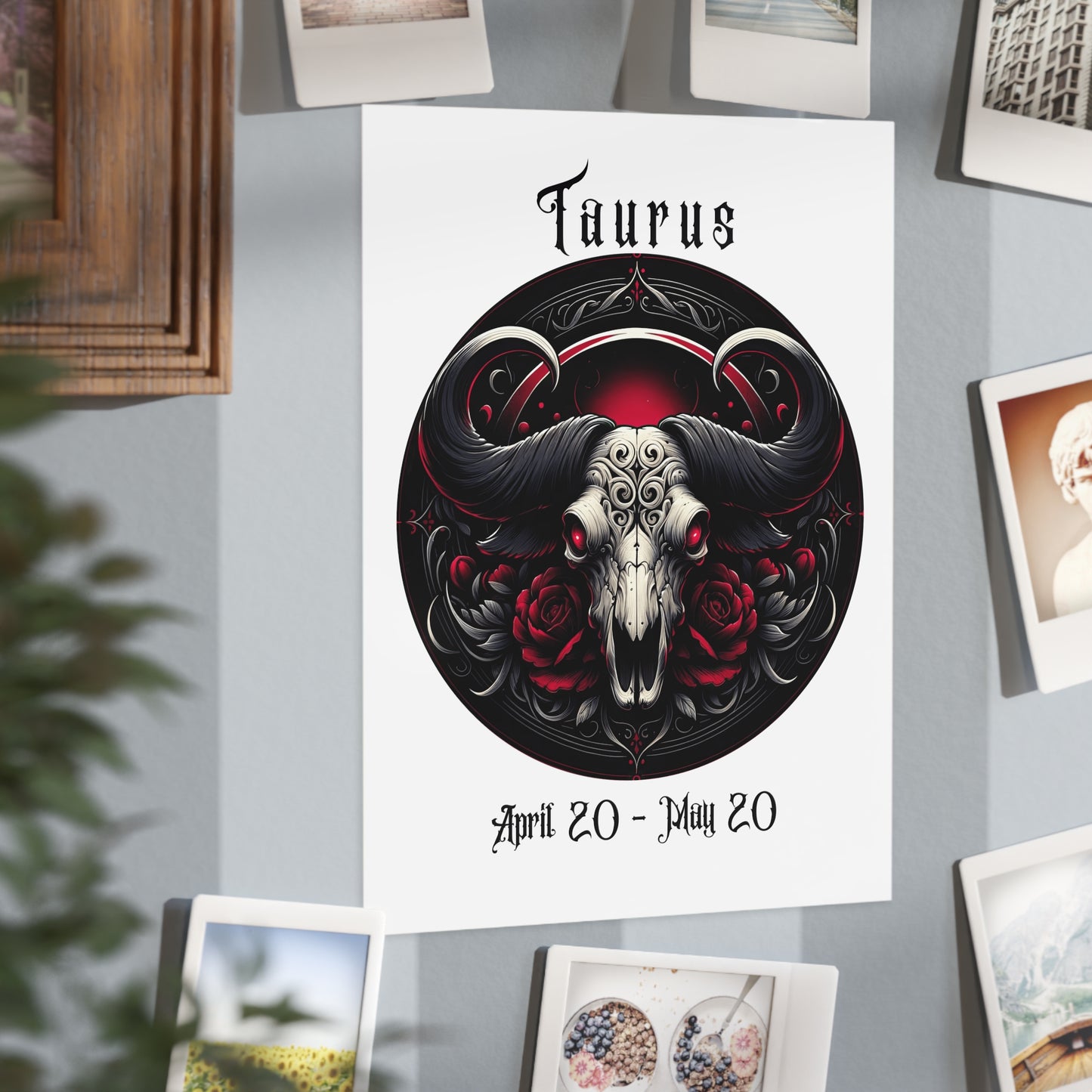 Gothic Taurus Unframed Prints - white