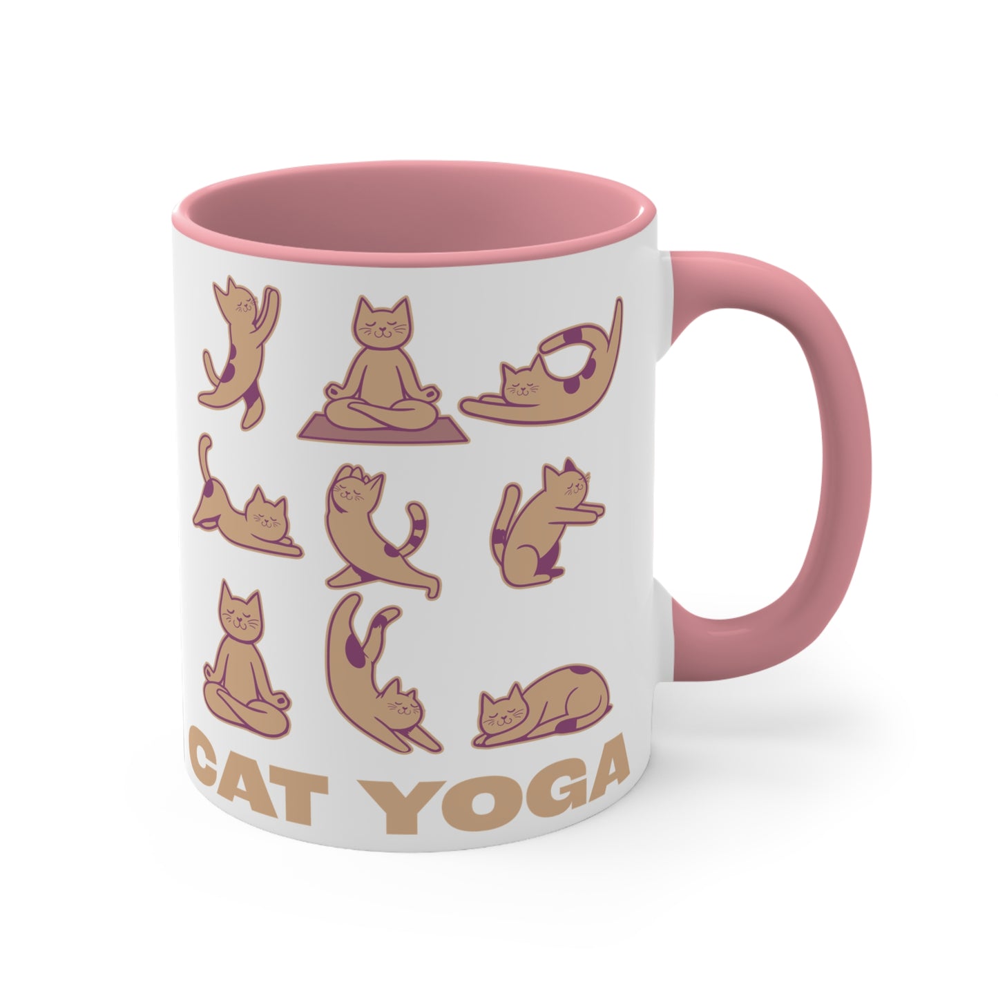 Cat Yoga Color Accent Mug 11oz - Zen Meditation Gift