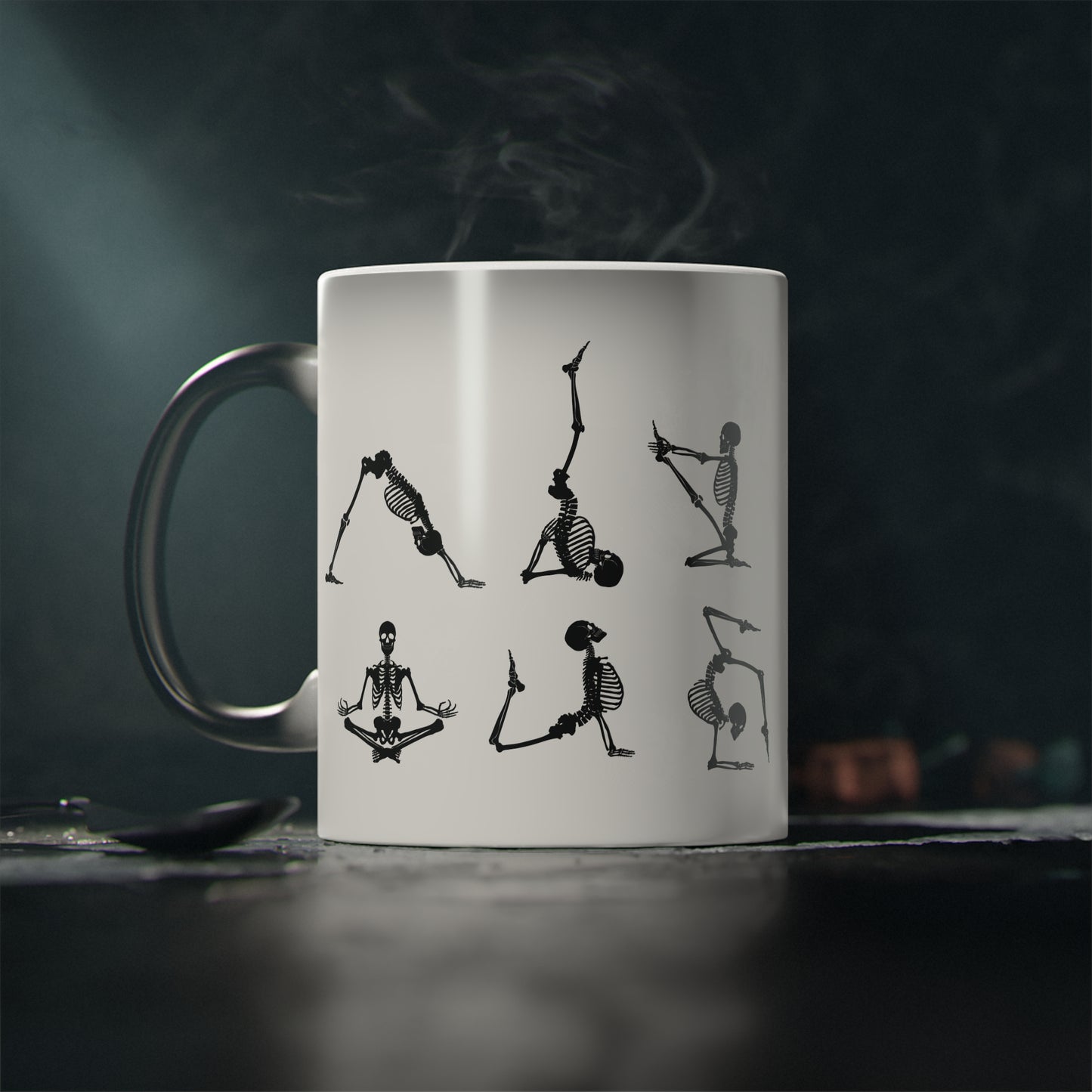 Skeleton Yoga Magic Mug - Color Changing Heat Sensitive Cup for Relaxation and Meditation