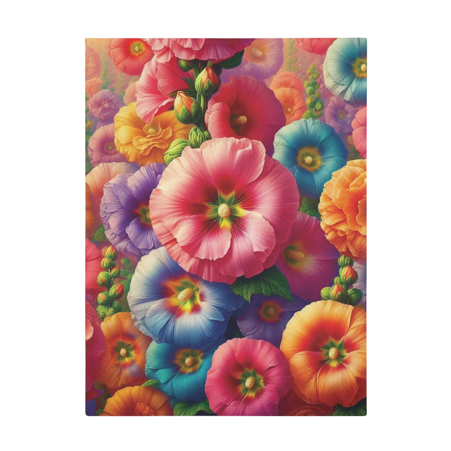 Hollyhocks #2 Plush Fleece Blanket