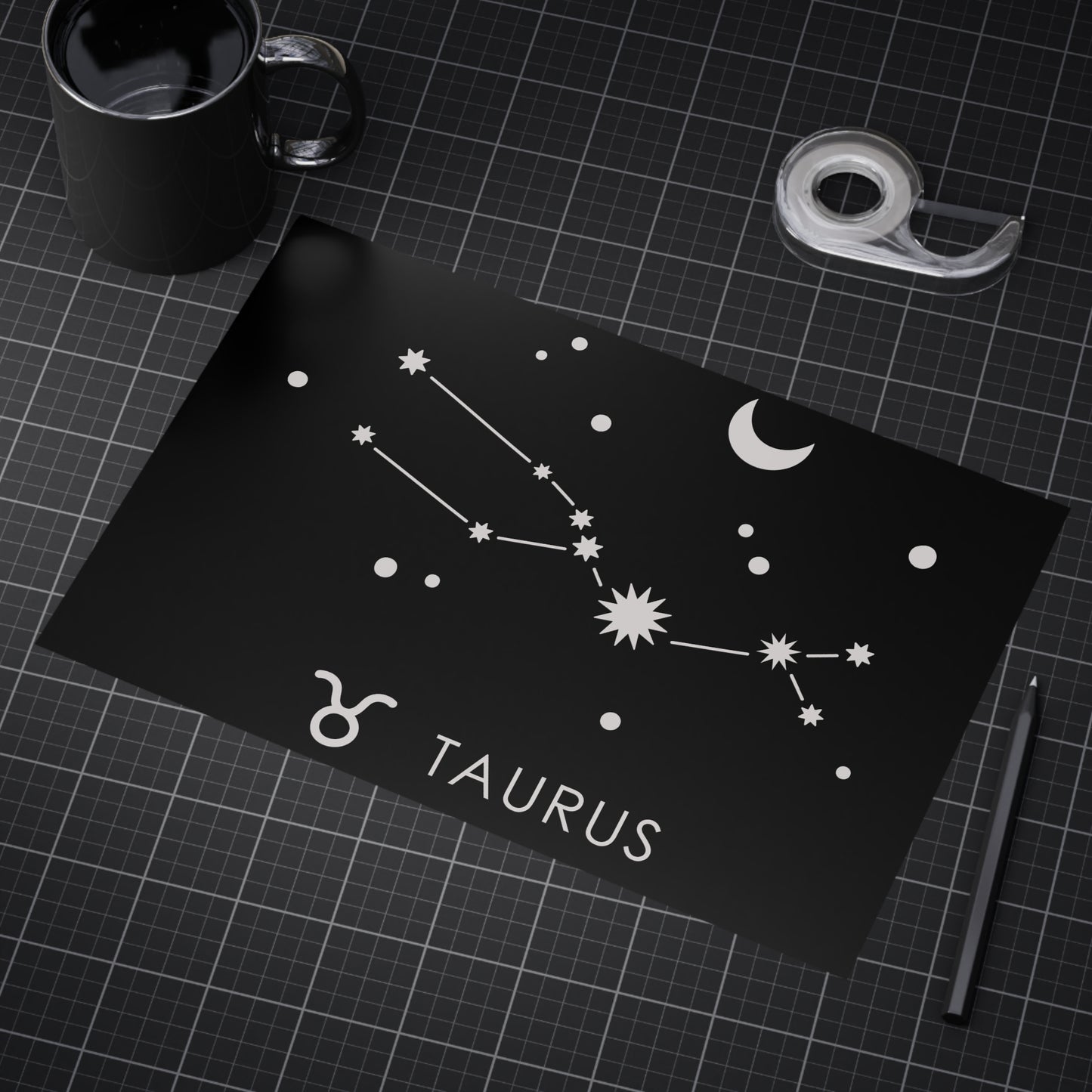 Taurus Starmap Unframed Prints - black