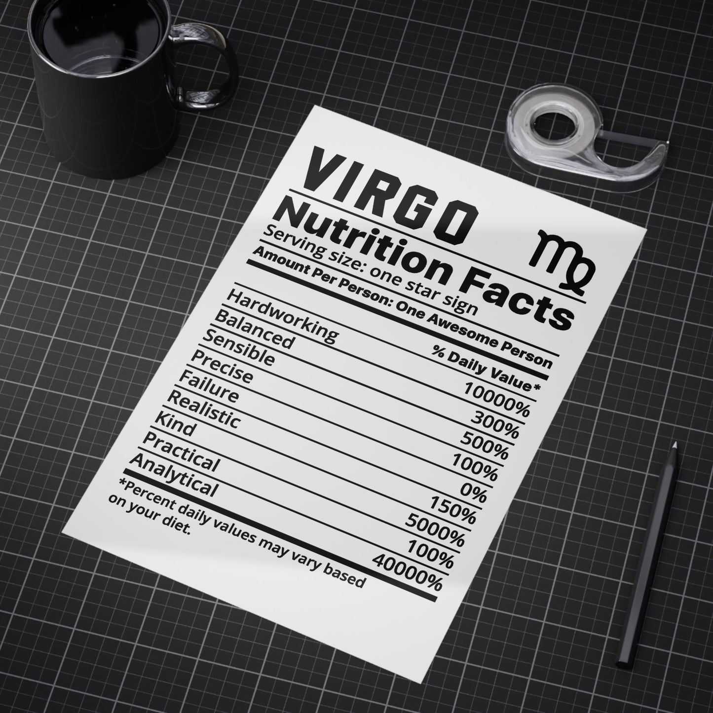 Virgo Nutrition Unframed Prints - white