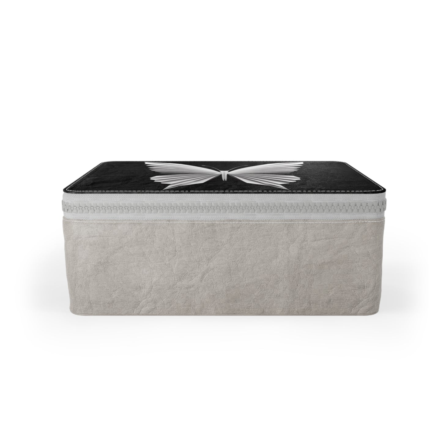 Origami White butterfly  Paper Lunch Bag - black