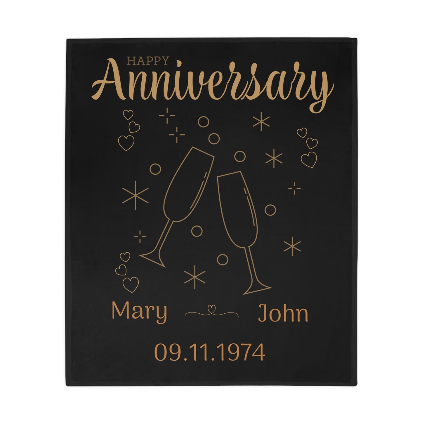 Customisable Anniversary Plush Fleece Blanket - black