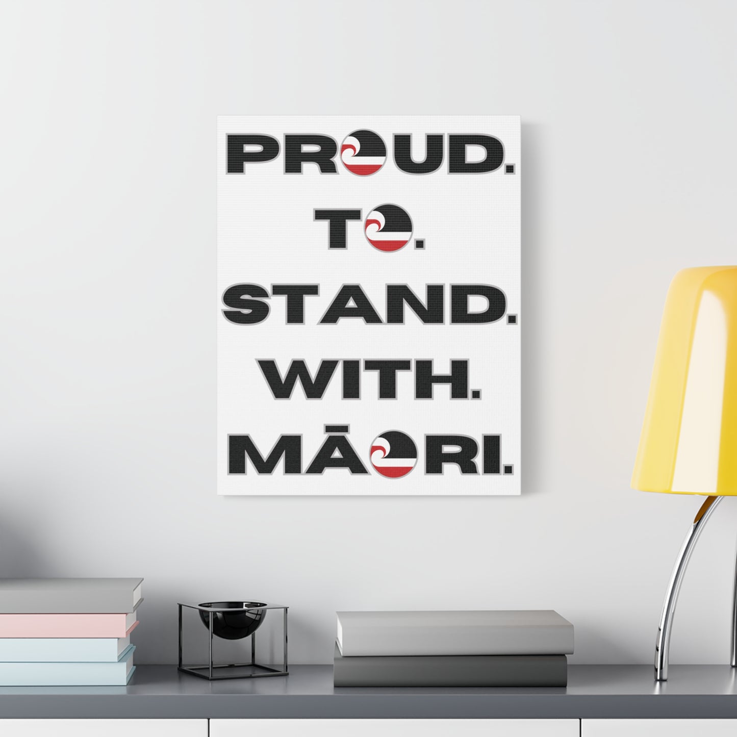 Proud. To. Stand. With. Māori. Classic Canvas - White