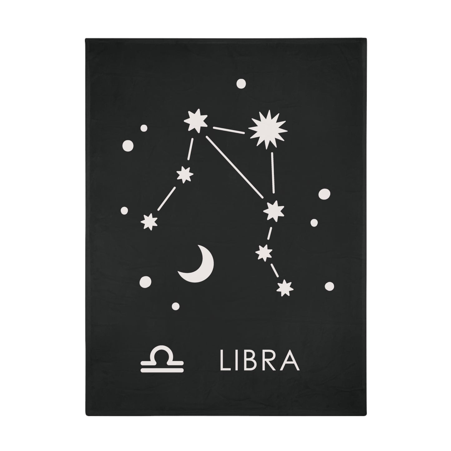 Libra Star Map Plush Fleece Blanket - black