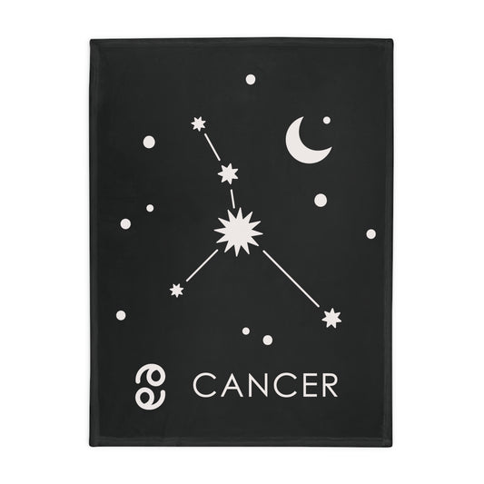 Cancer Star Map Plush Fleece Blanket - black