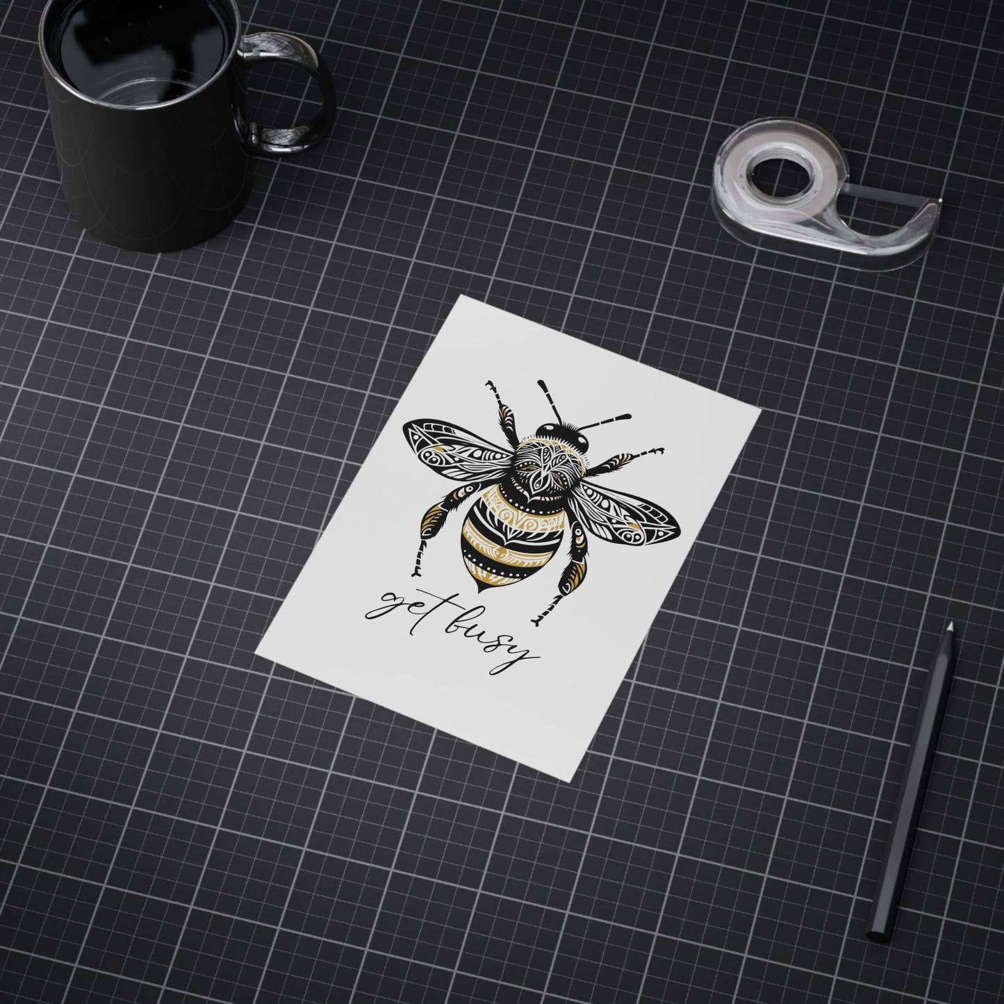 Get Busy Bee Unframed Prints - white