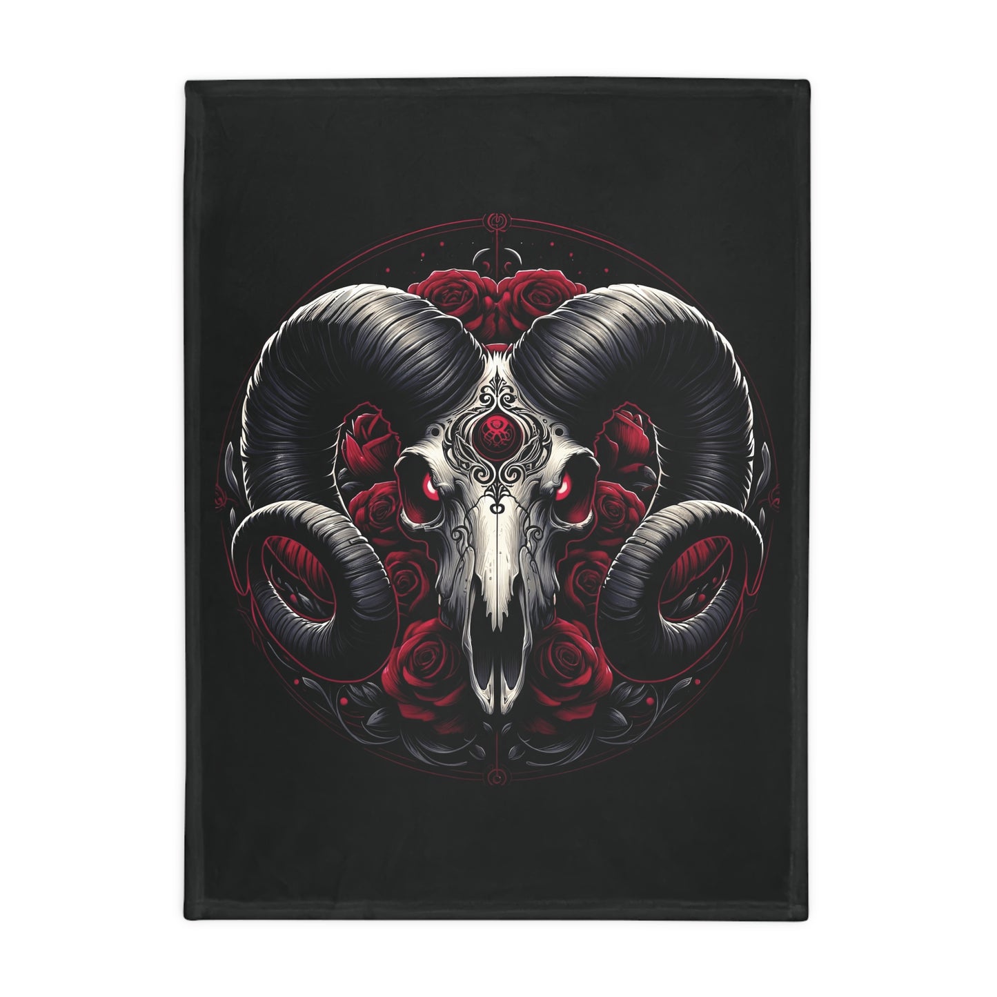 Gothic Aries Plush Fleece Blanket - black