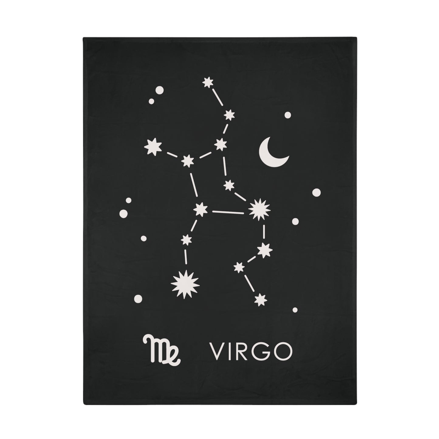 Virgo Star Map Plush Fleece Blanket - black