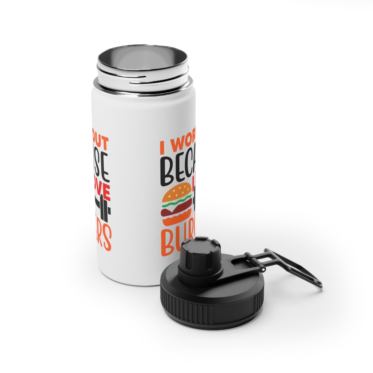 I Love Burgers Stainless Steel Sports Water Bottle - 3 sizes