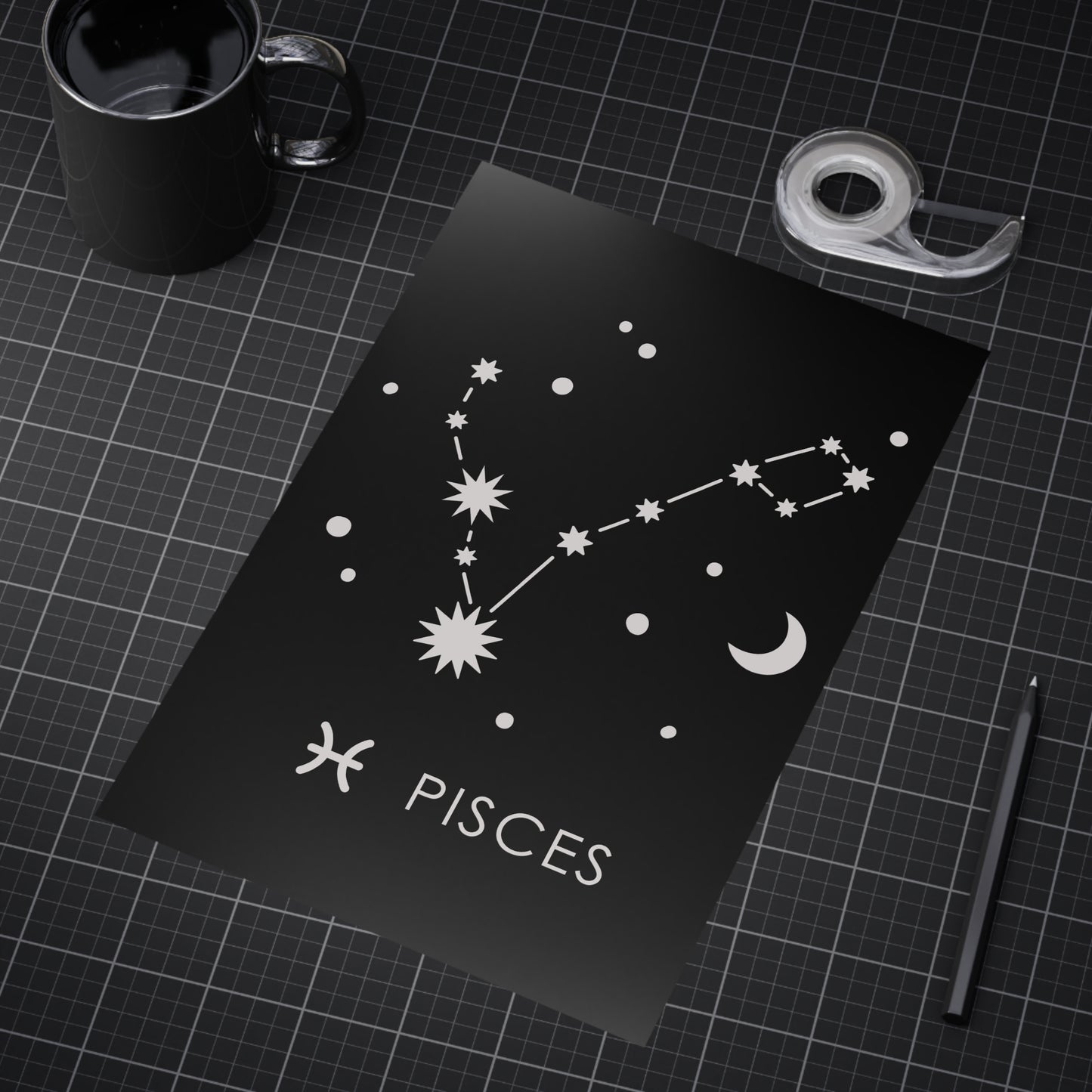 Pisces Starmap Unframed Prints - black