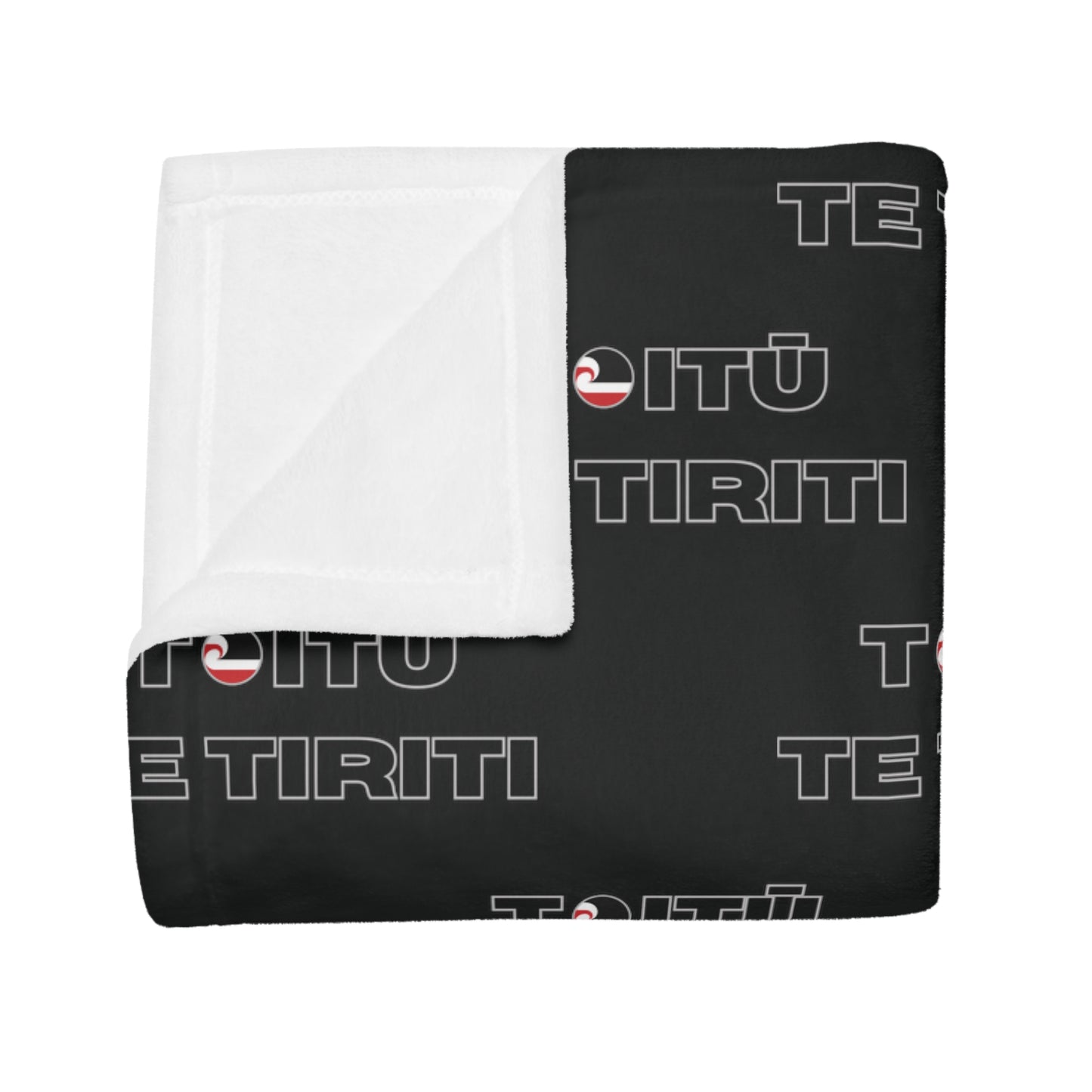 Toitū Te Tiriti - Black Plush Fleece Blanket