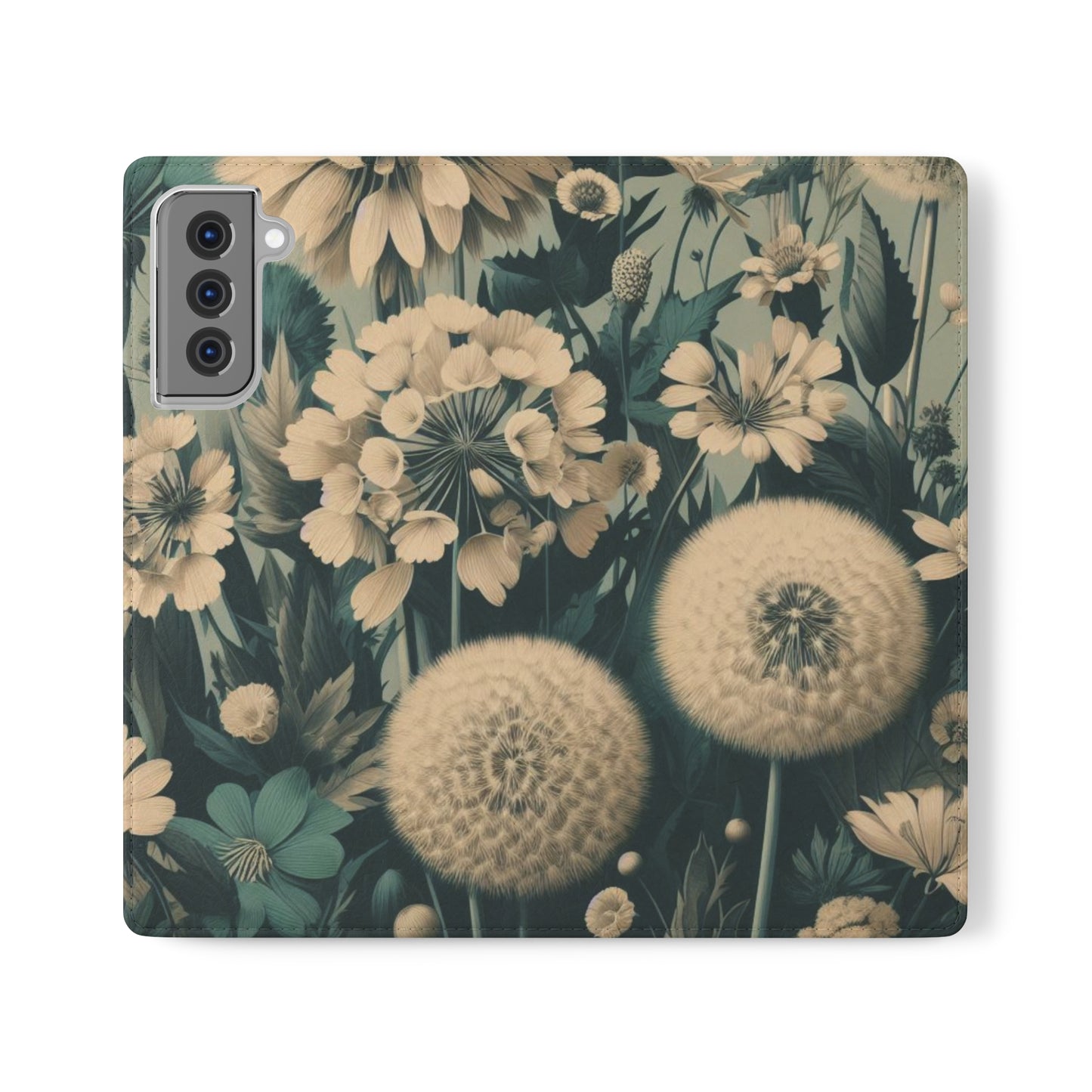 Blue & Cream Flowers Flip Cases iPhone/Samsung