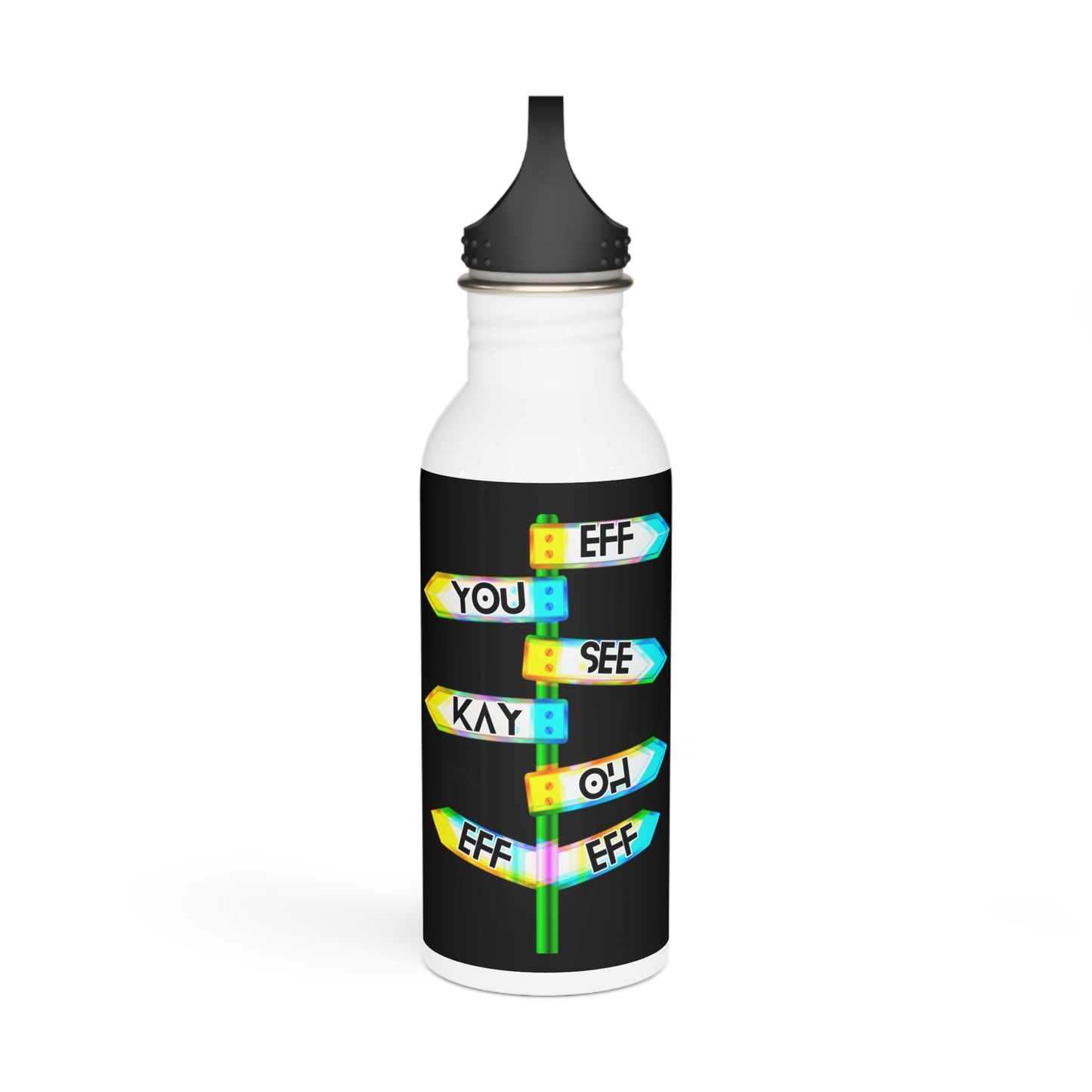 Eff You See Kay Oh Eff Eff Stylish Stainless Steel Water Bottle - Eco-Friendly, Durable, Perfect for On-the-Go - Black