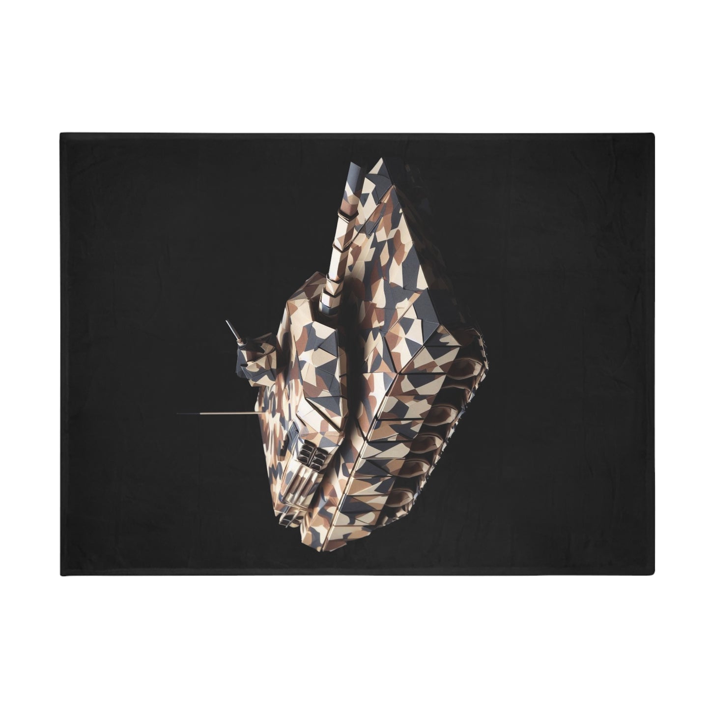 Origami Camo Tank Plush Fleece Blanket - Black