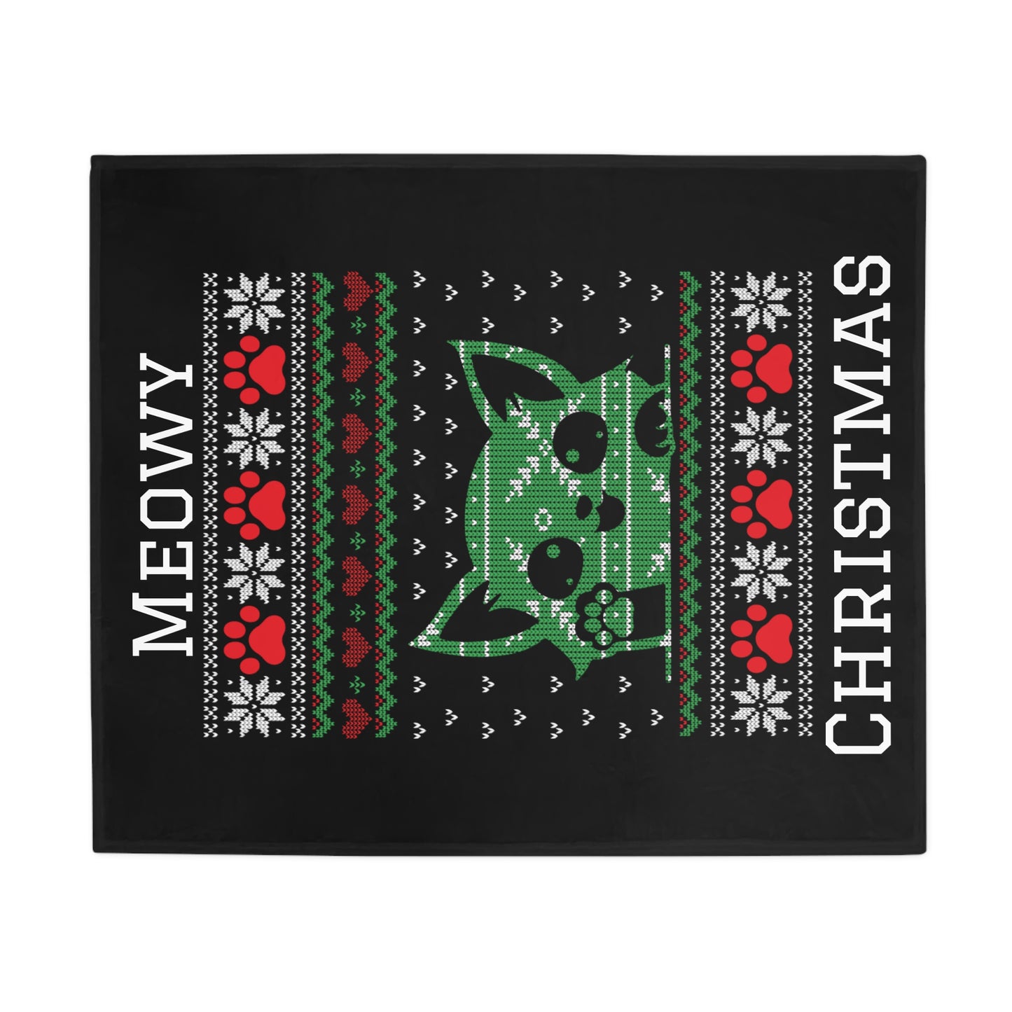 Ugly Christmas Sweater - Meowy Christmas Plush Fleece Blanket