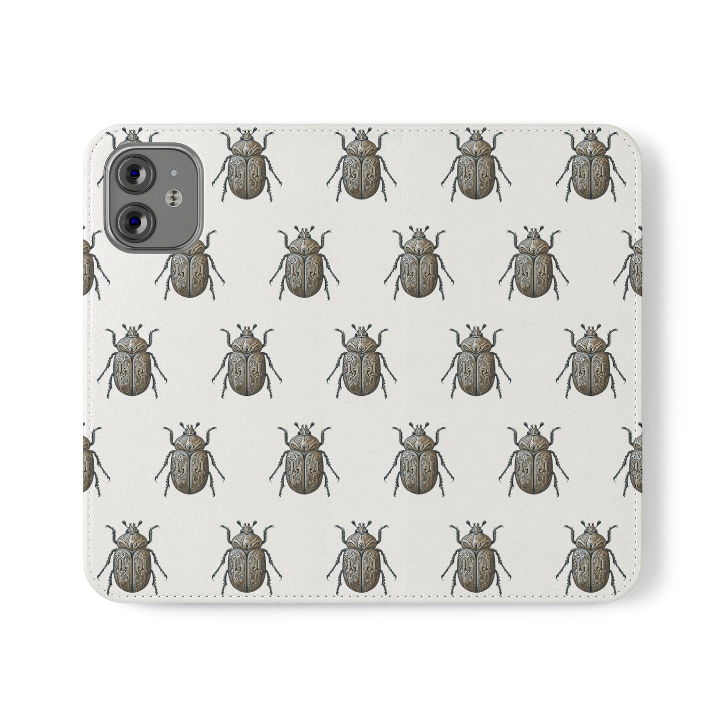 Carved Beetle Flip Cases for iPhone/Samsung - white