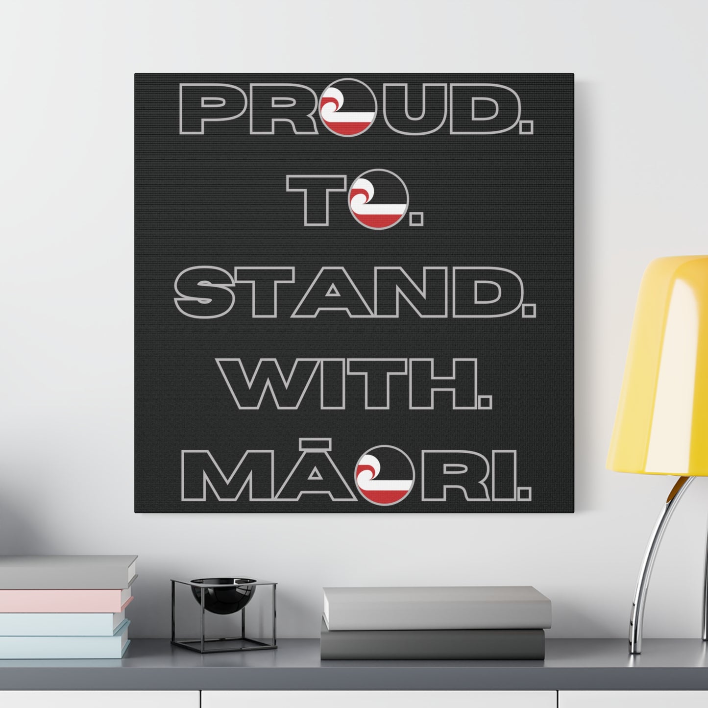 Proud. To. Stand. With. Māori. Classic Canvas - Black