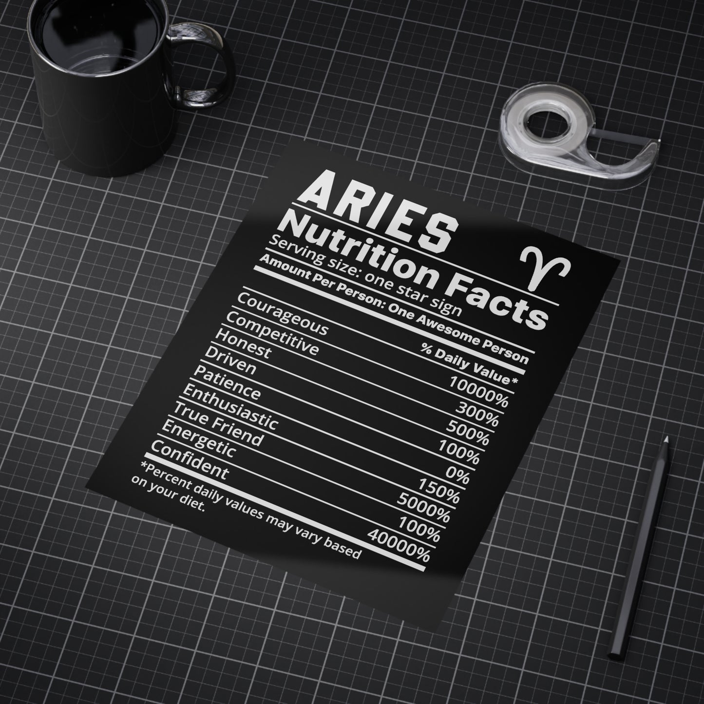 Aries Nutrition Unframed Prints - black