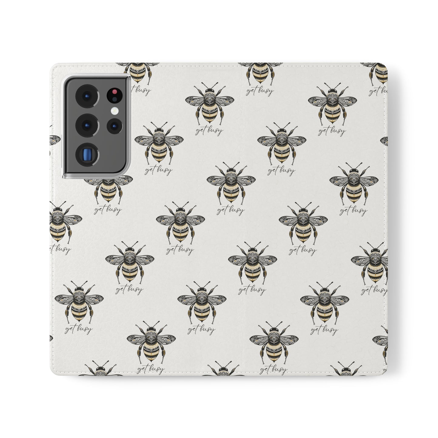 Get Busy Bee Flip Cases for iPhone/Samsung - white