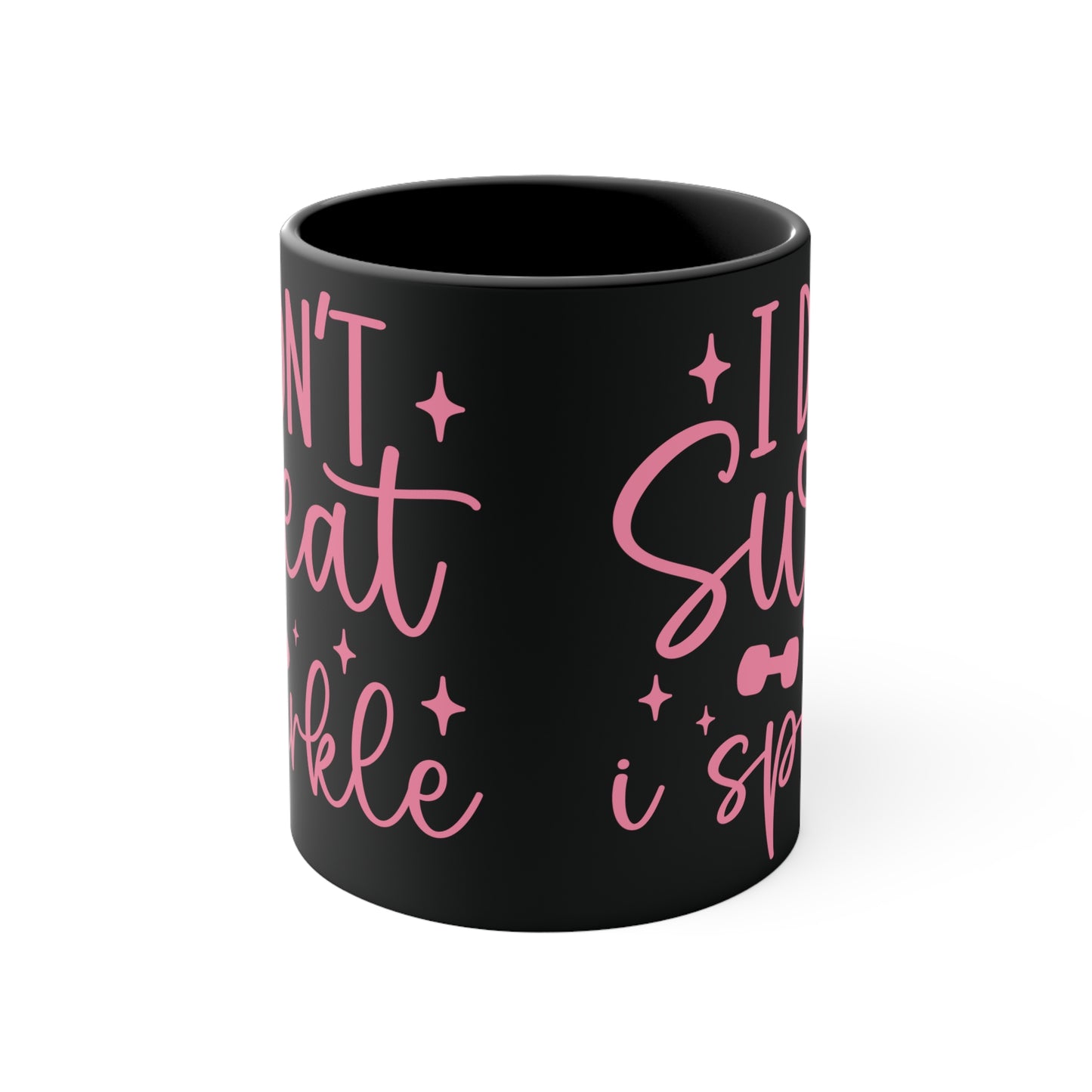 I Don't Sweat I Sparkle Workout Colorful Accent Mug 11oz - For Gym Fitness Enthusiasts