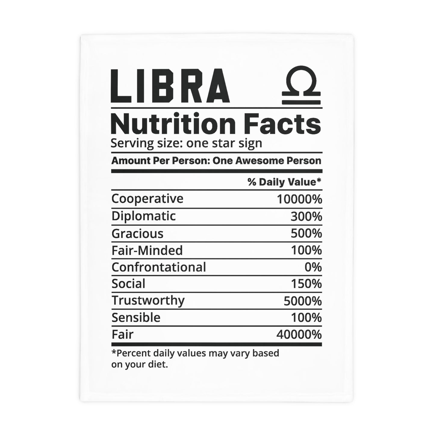 Libra Nutrition Plush Fleece Blanket - white