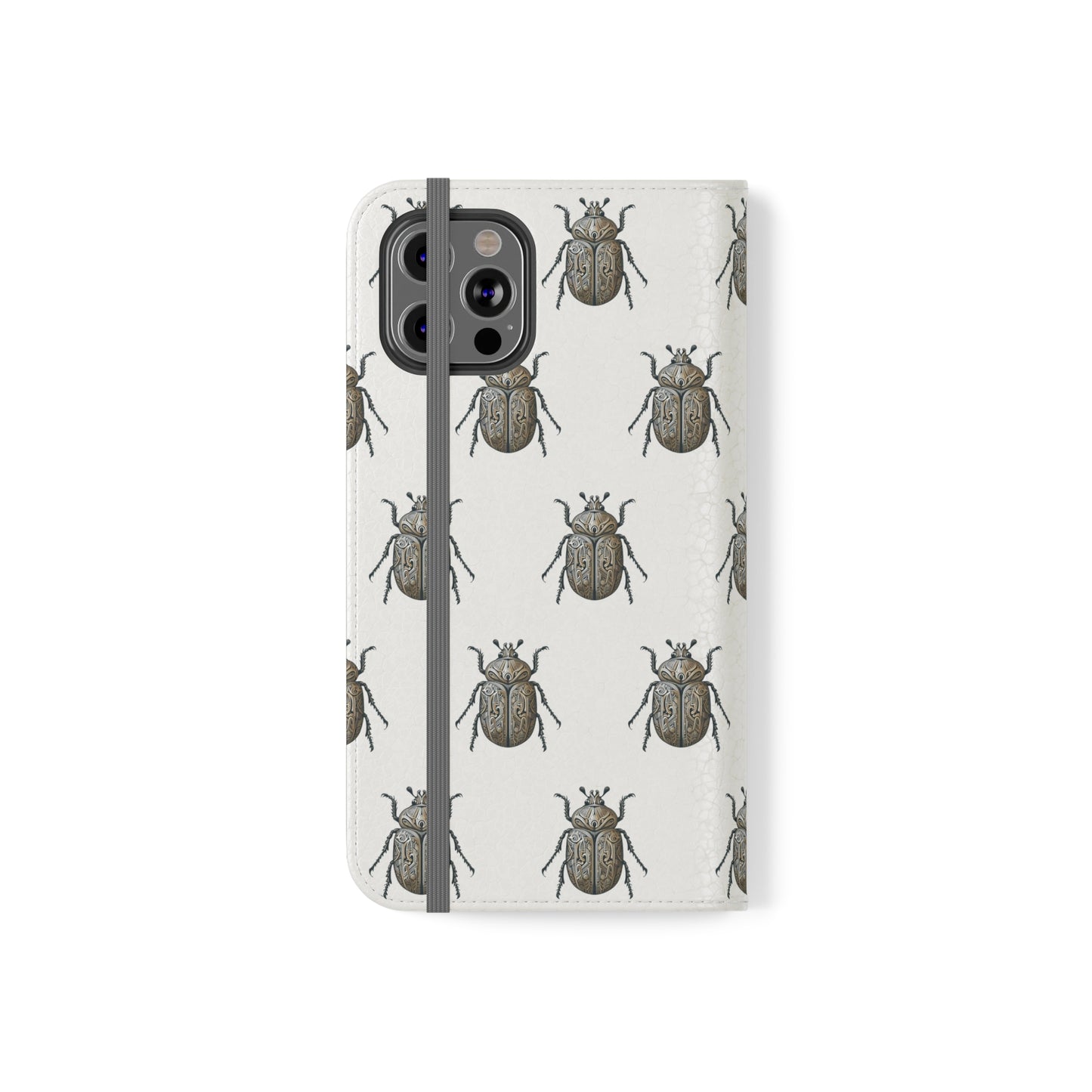 Carved Beetle Flip Cases for iPhone/Samsung - white