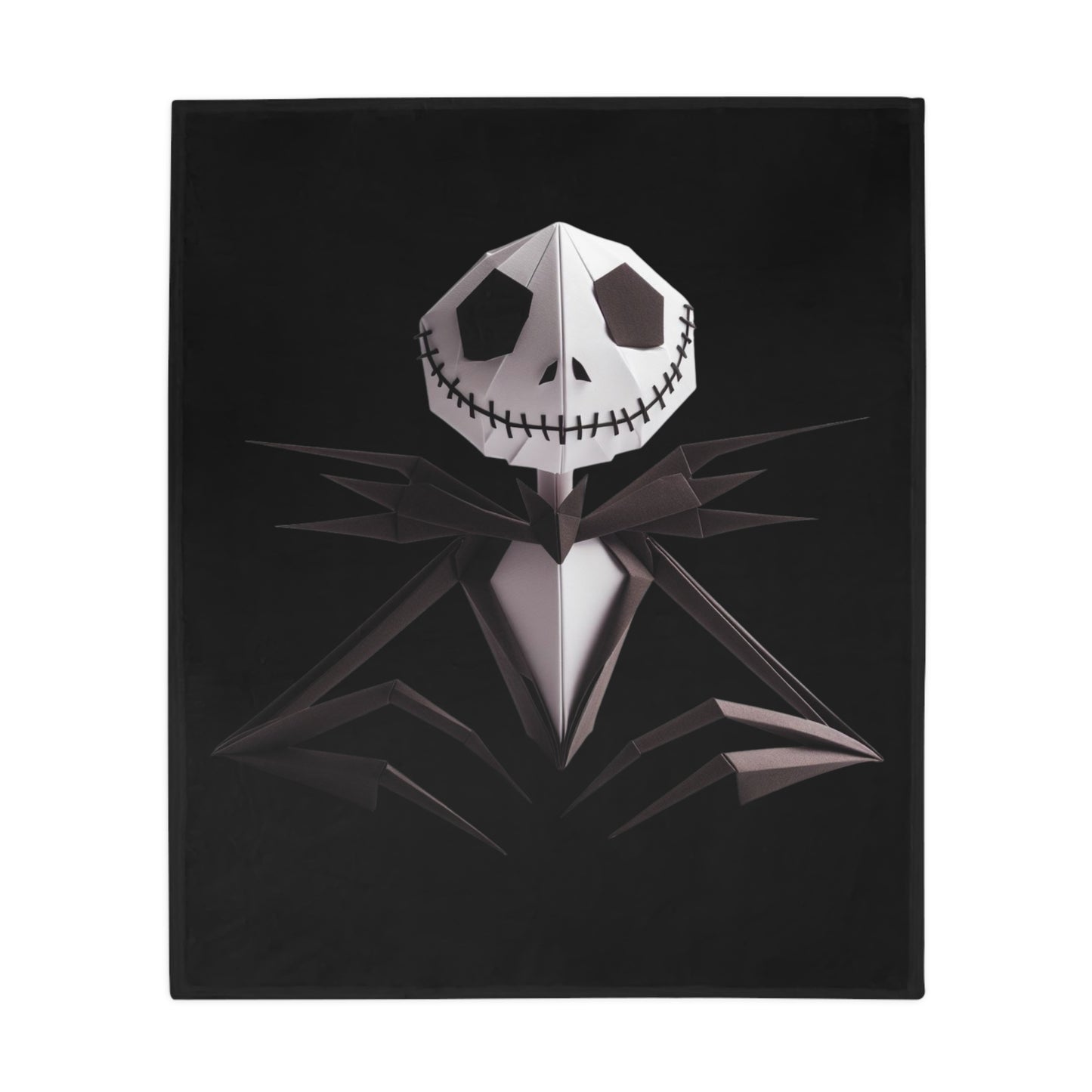 Origami Jack Skellington Plush Fleece Blanket - Black