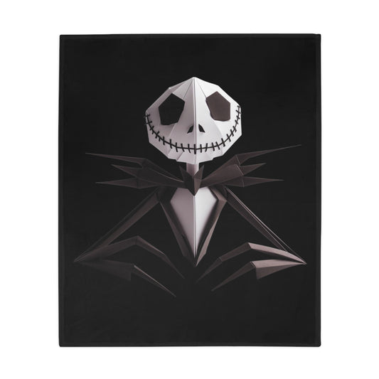 Origami Jack Skellington Plush Fleece Blanket - Black