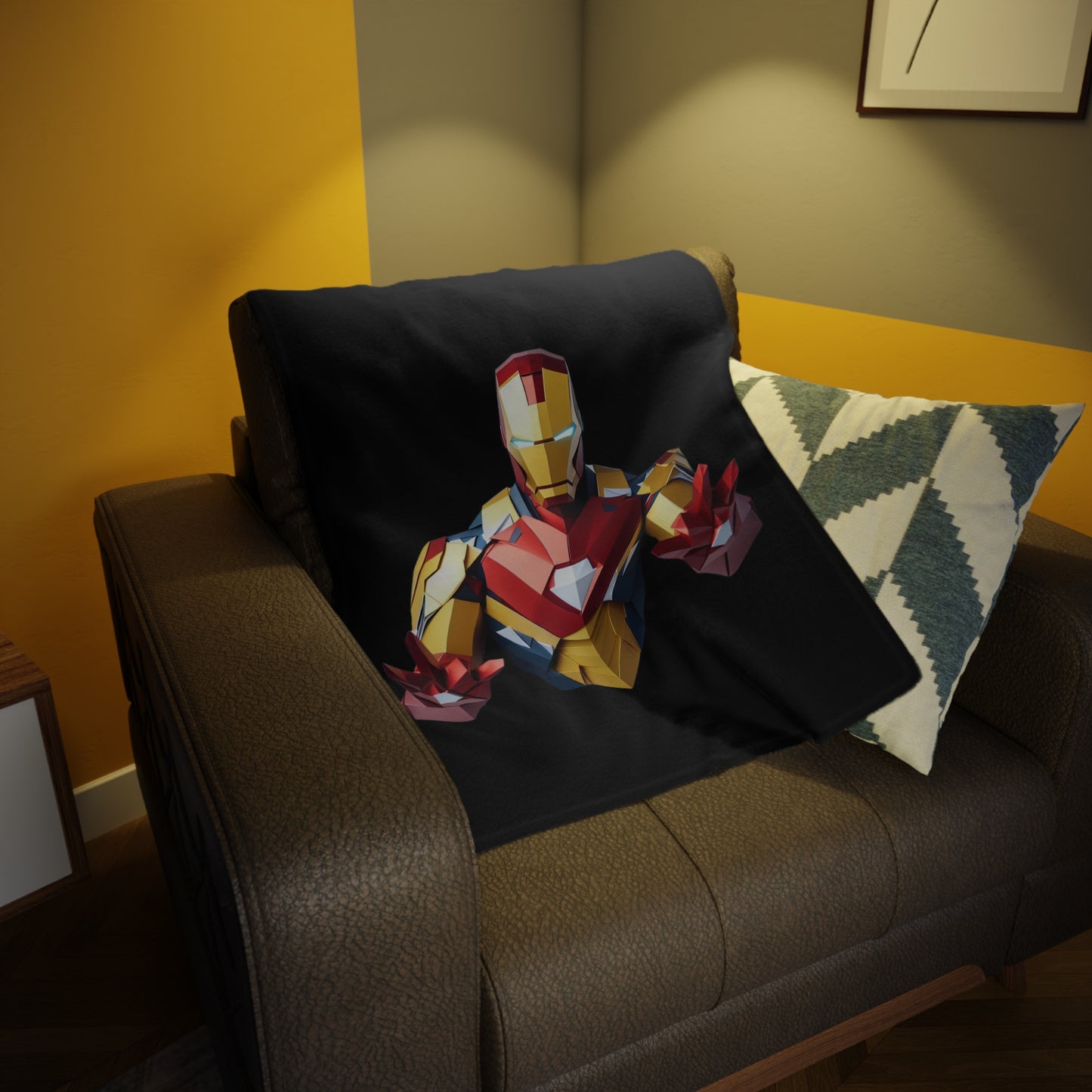 Origami IronMan Plush Fleece Blanket - Black