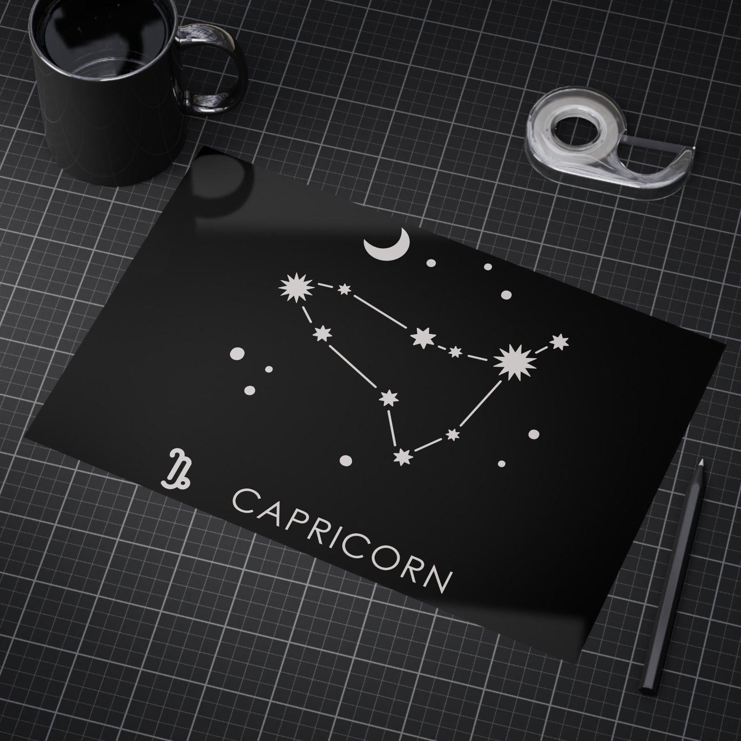 Capricorn Starmap Unframed Prints - black