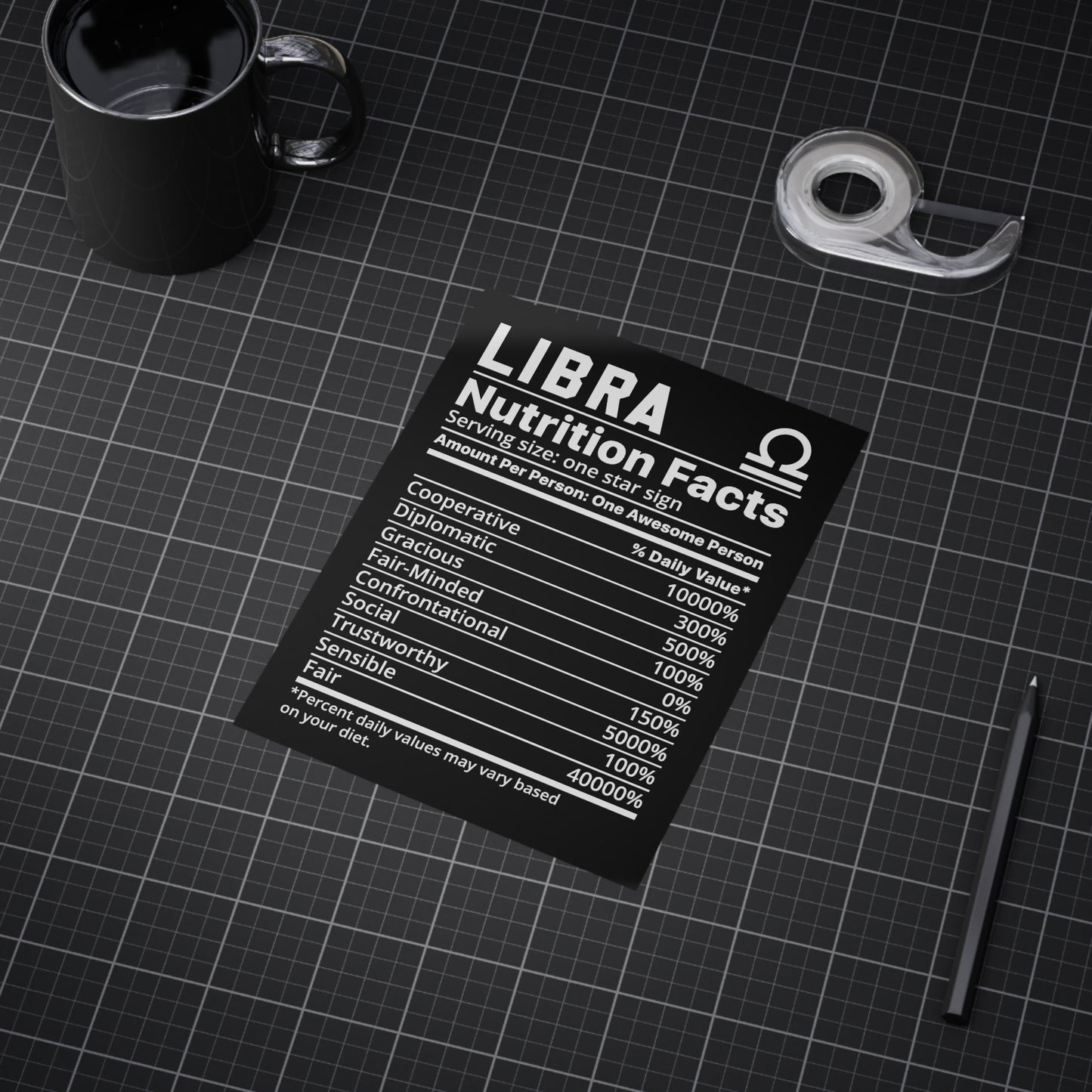 Libra Nutrition Unframed Prints - black