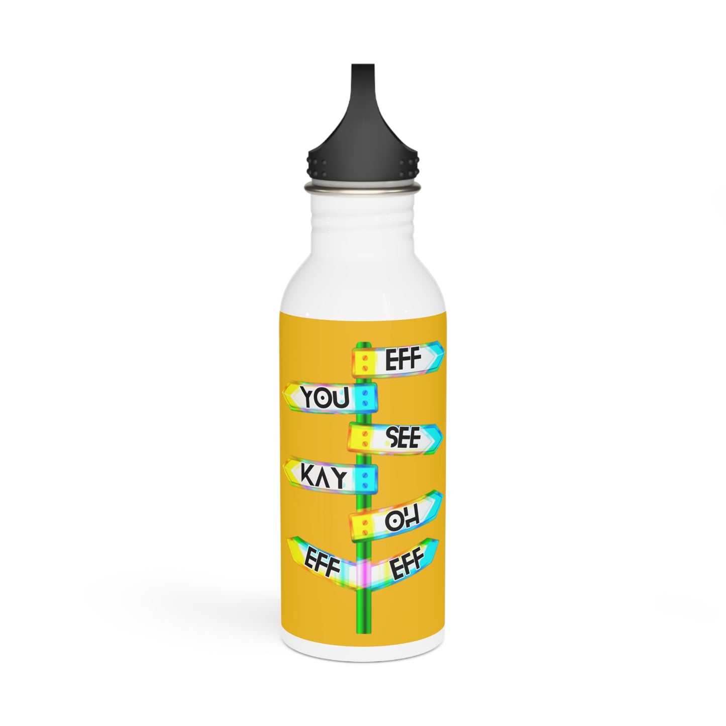 Eff You See Kay Oh Eff Eff Stylish Stainless Steel Water Bottle - Eco-Friendly, Durable, Perfect for On-the-Go - Yellow