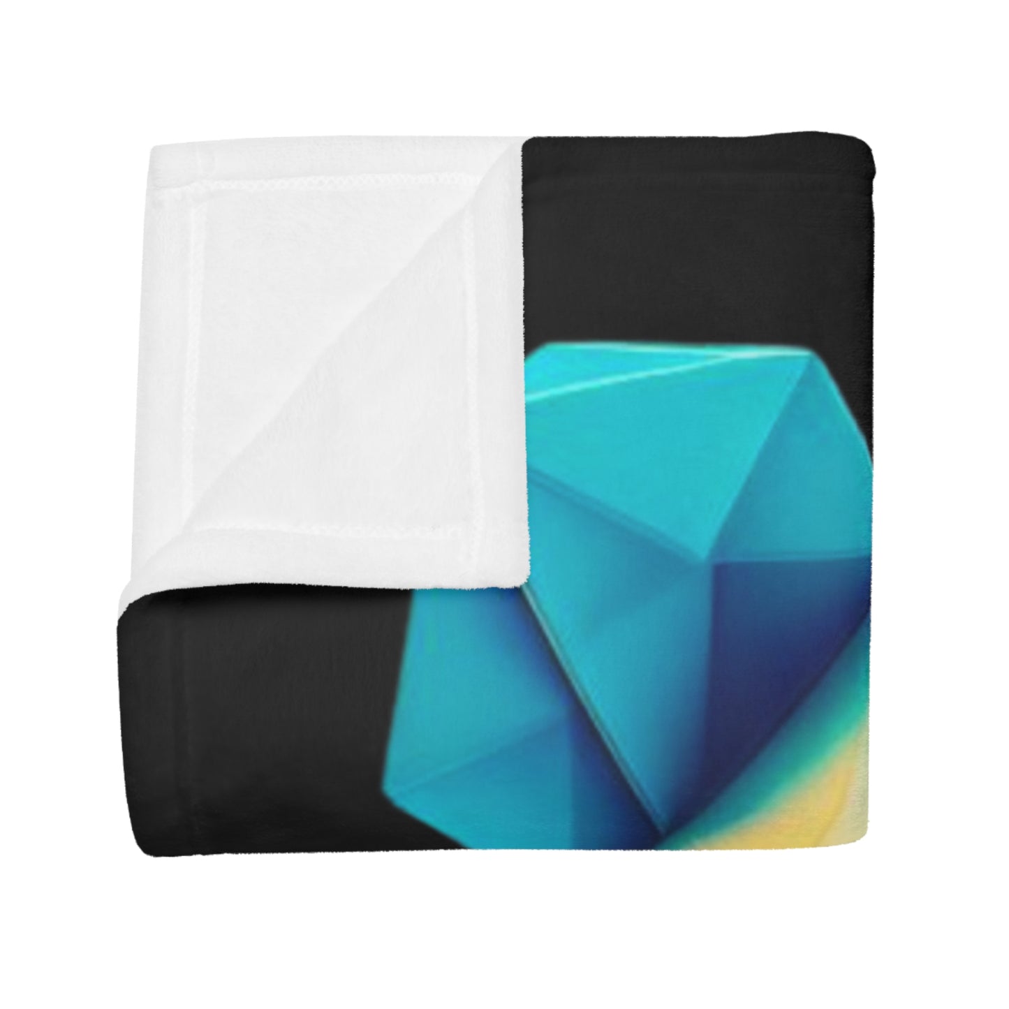 Origami Neon Teddy Plush Fleece Blanket - Black