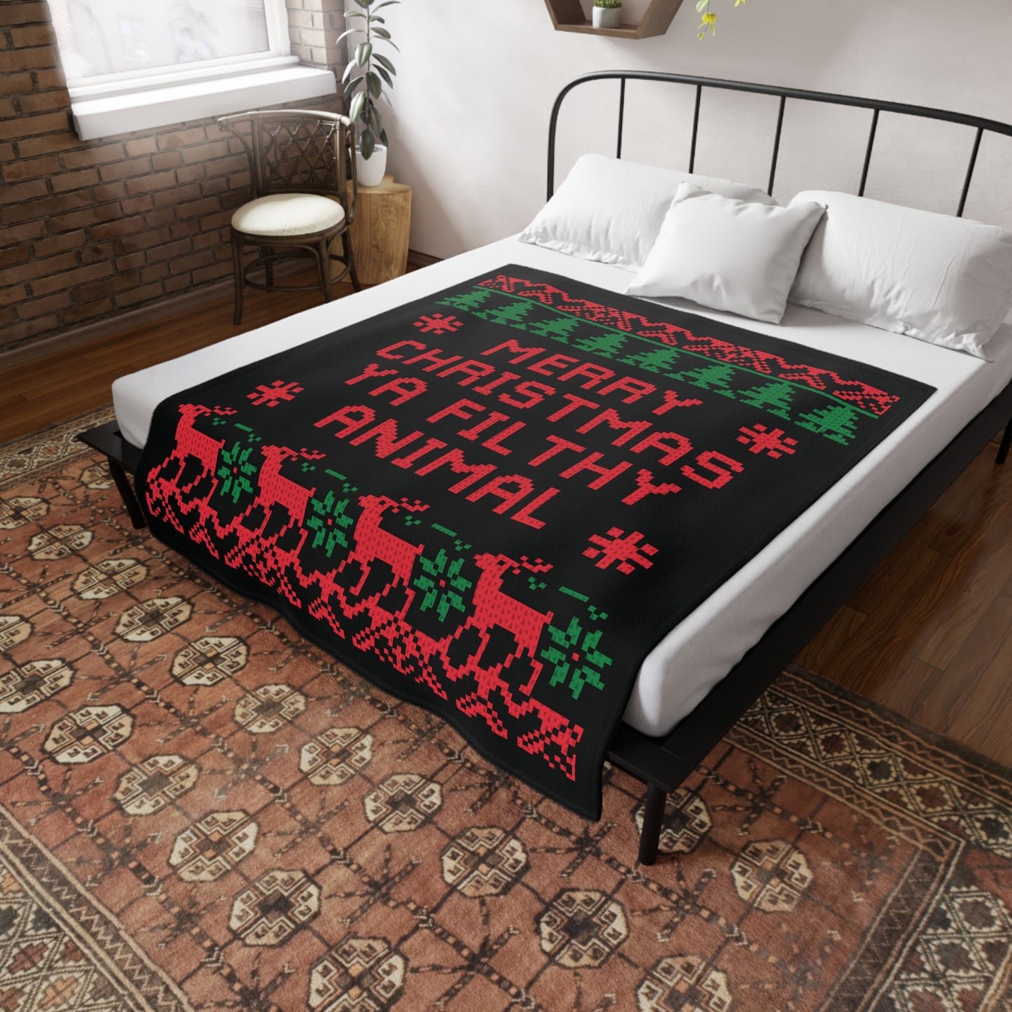 Ugly Christmas Sweater - Filthy Animal Plush Fleece Blanket