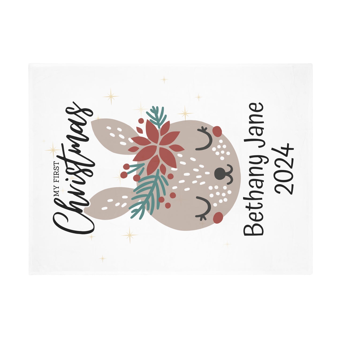 Customisable "My 1st Christmas" Plush Fleece Blanket - bunny